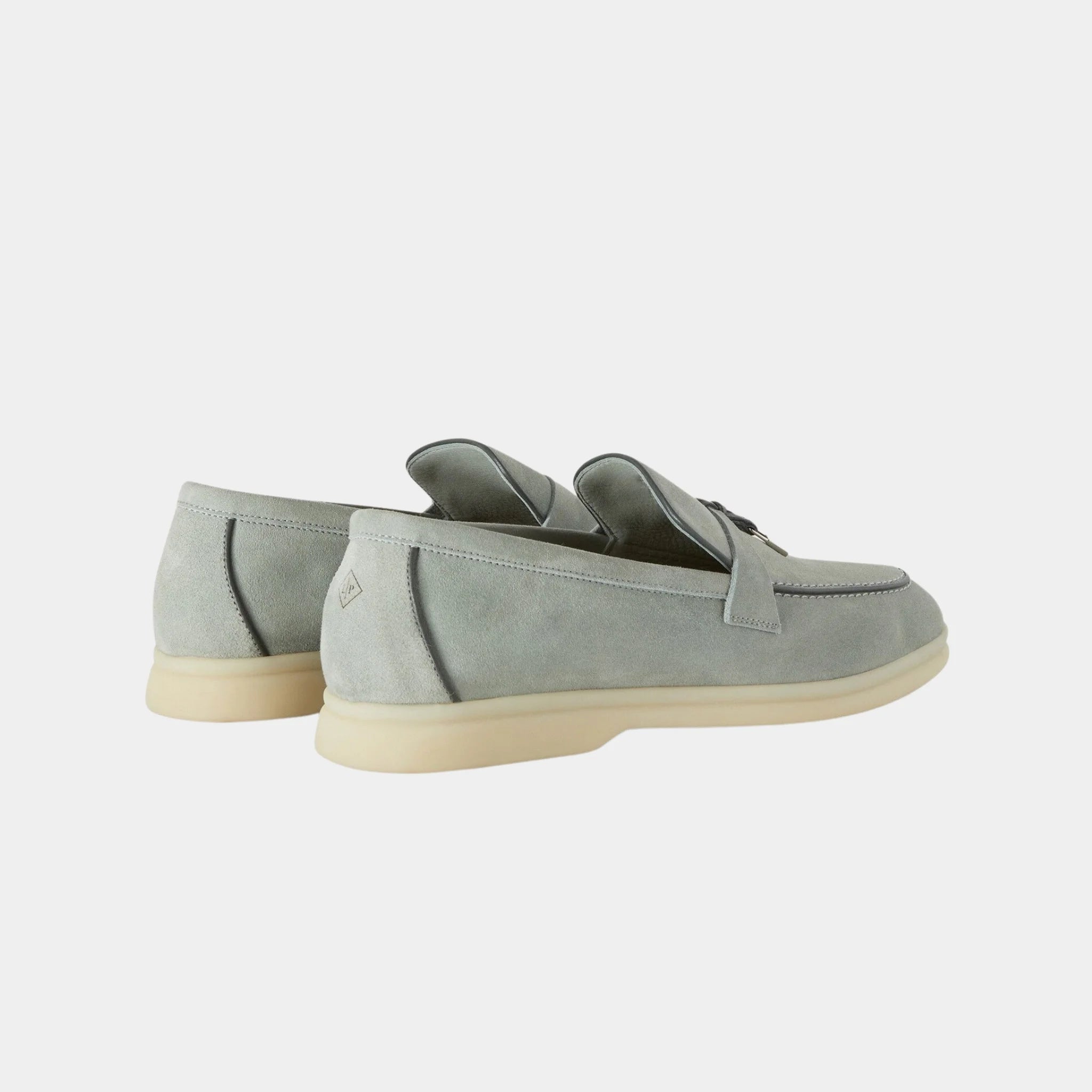 Loro Piana Summer Charms Walk Loafer in Suede &amp; Lambskin, Eucalyptus, Back