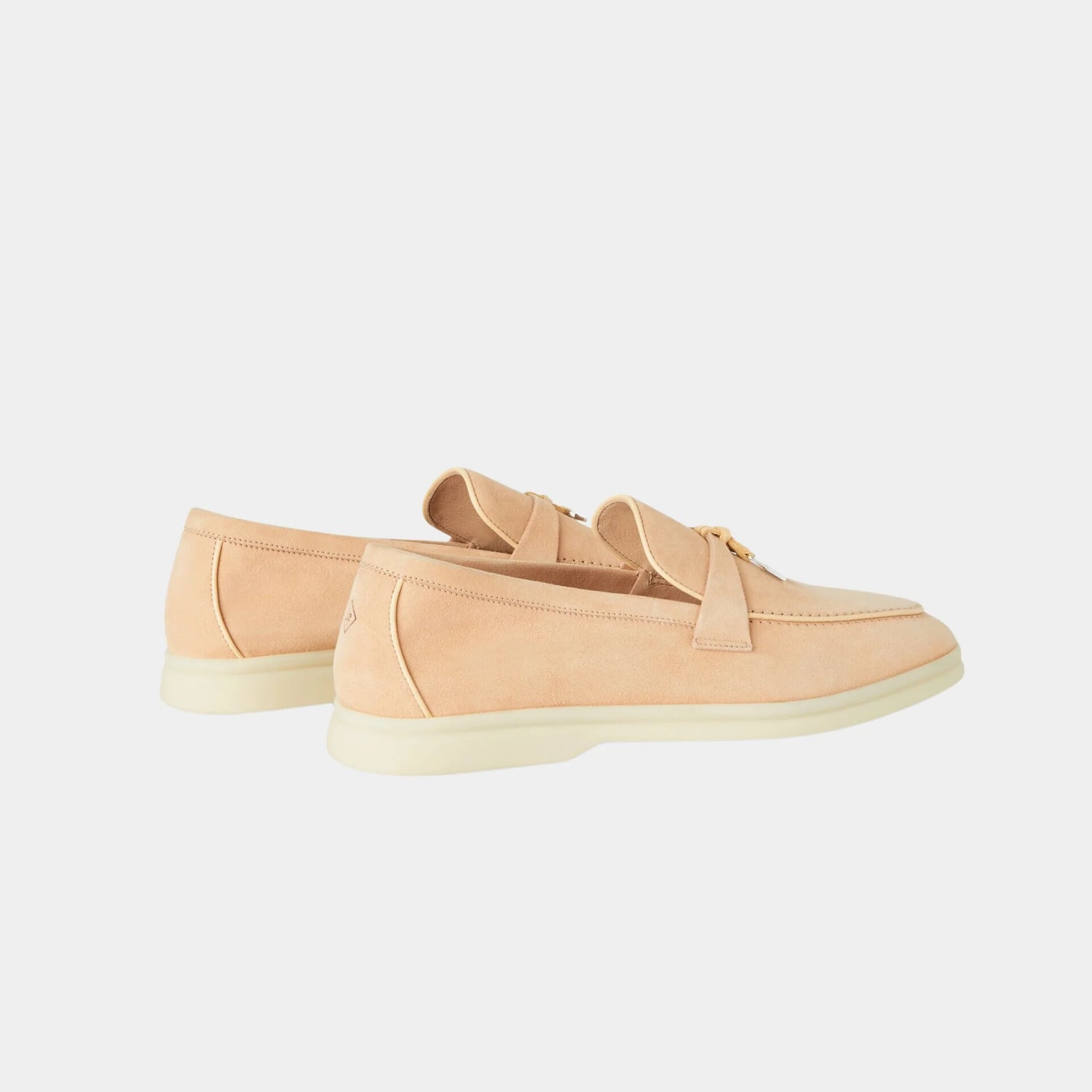 Loro Piana Summer Charms Walk Loafer in Suede &amp; Lambskin, Pink Reef, Back