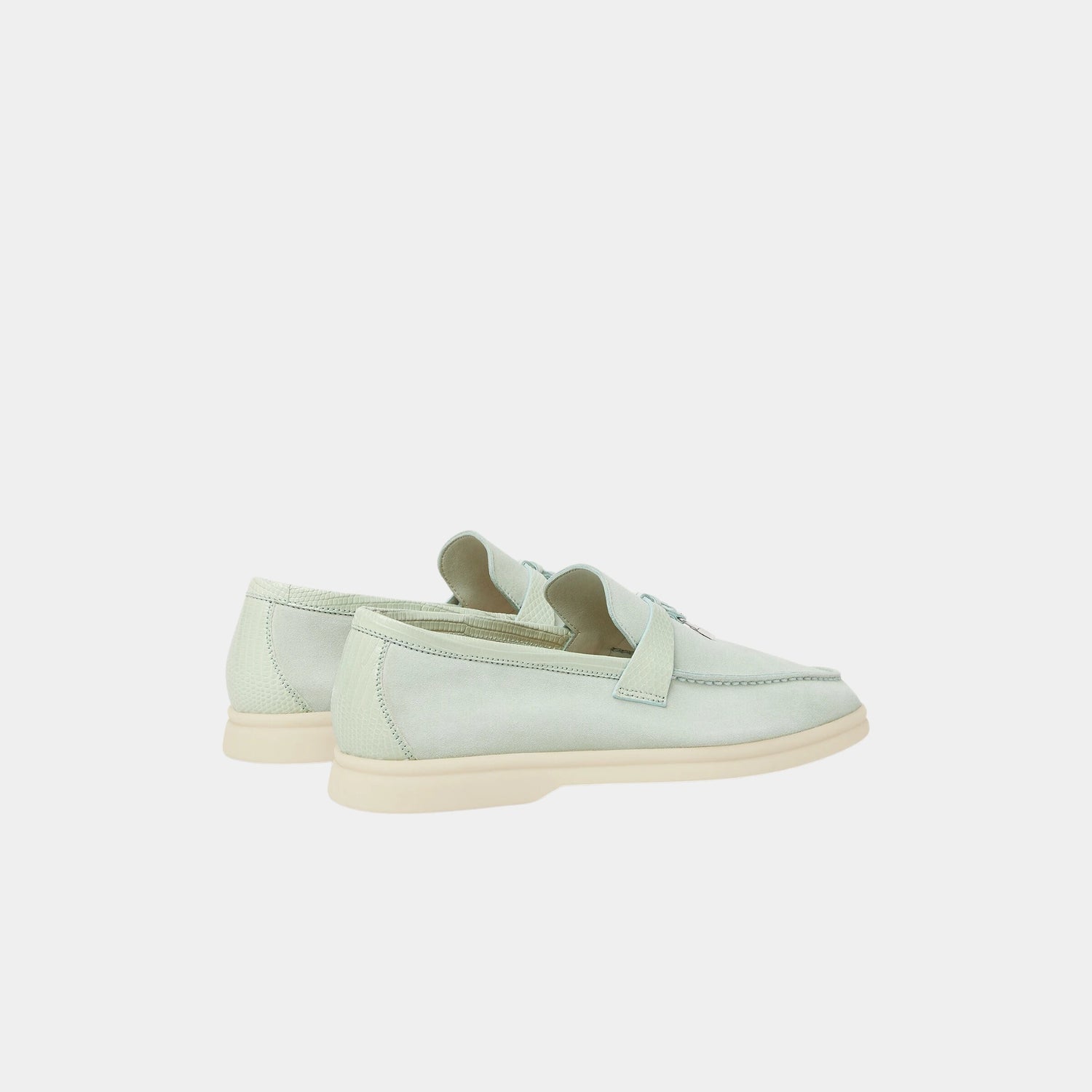 Loro Piana Summer Charms Walk Loafer Suede Lizard Skin, Pale Leaf, Back