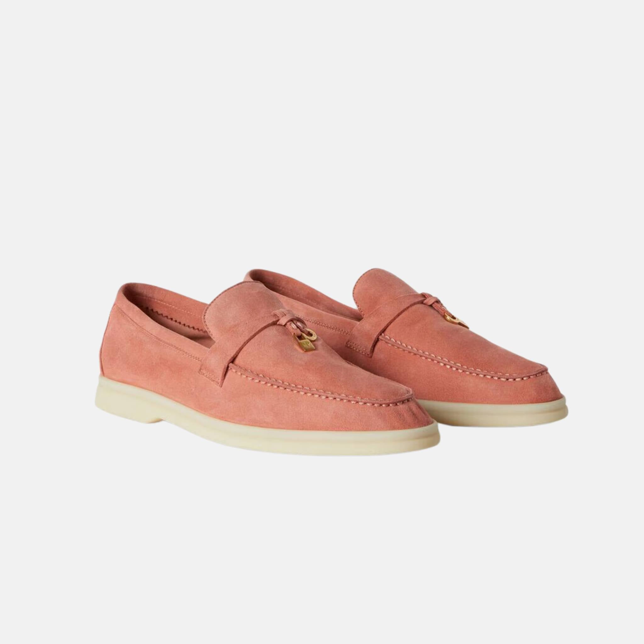 Loro Piana Summer Charms Walk Loafers Suede, Sorbet Pink , Front