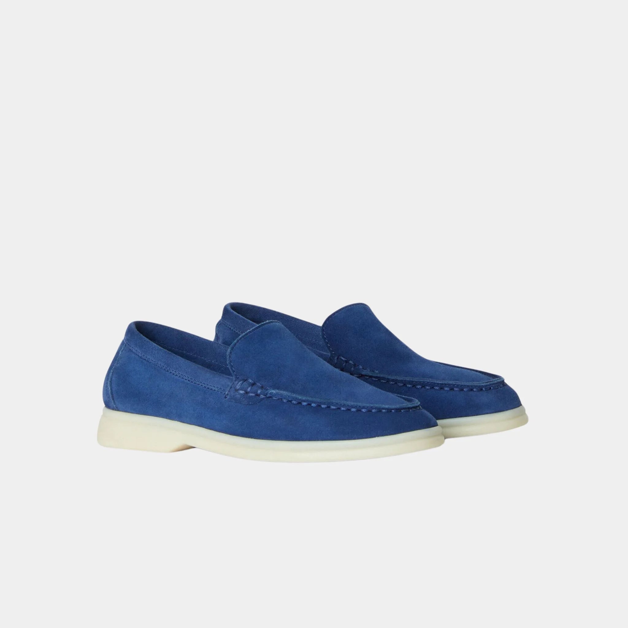 Loro Piana Summer Walk Kids Loafers Suede, Blue Fluorite, Front