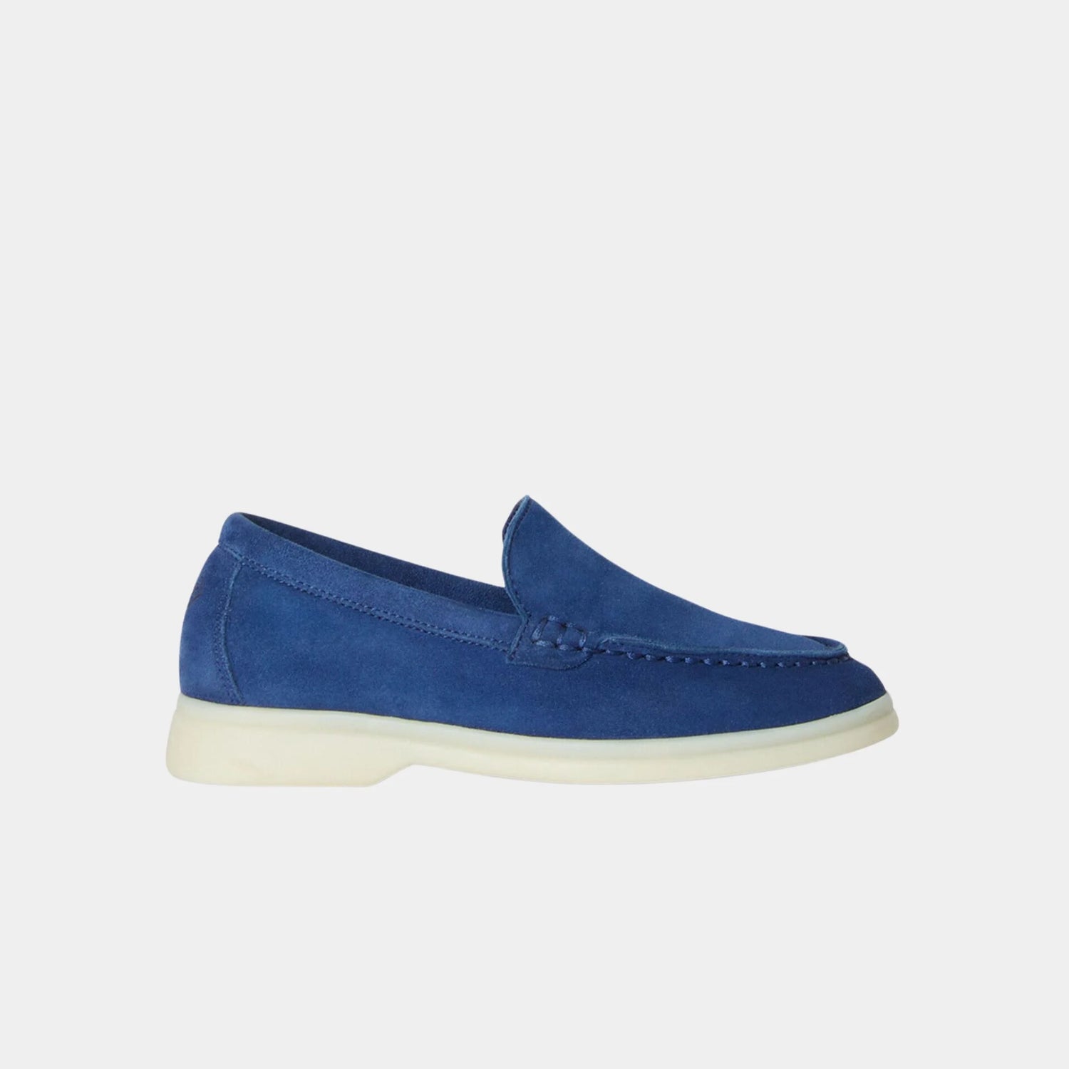 Loro Piana Summer Walk Kids Loafers Suede, Blue Fluorite, Side