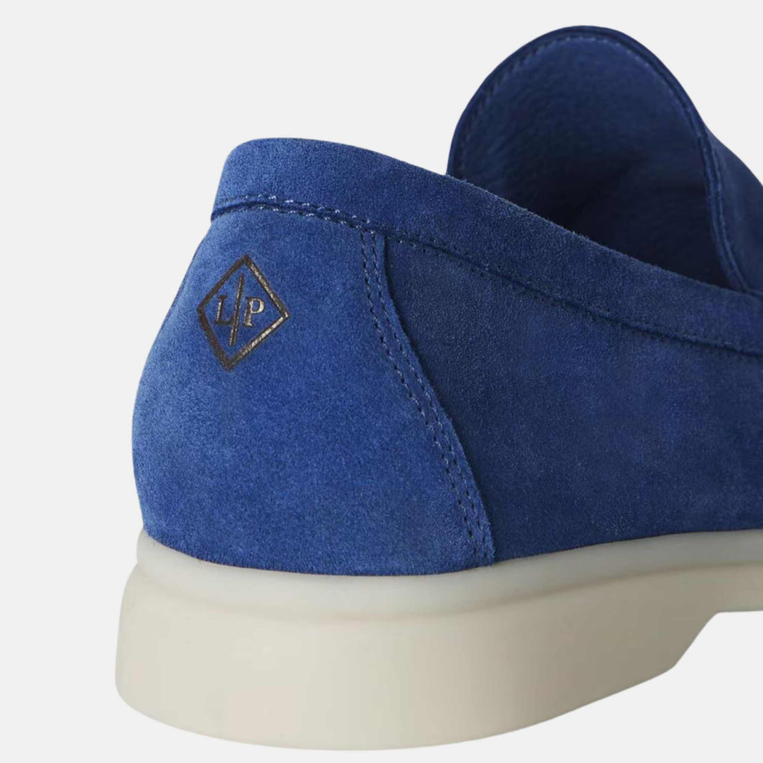 حذاء لوفر للأطفال من Loro Piana Summer Walk من الشامواه، أزرق سيريولي داكن، من الخلف