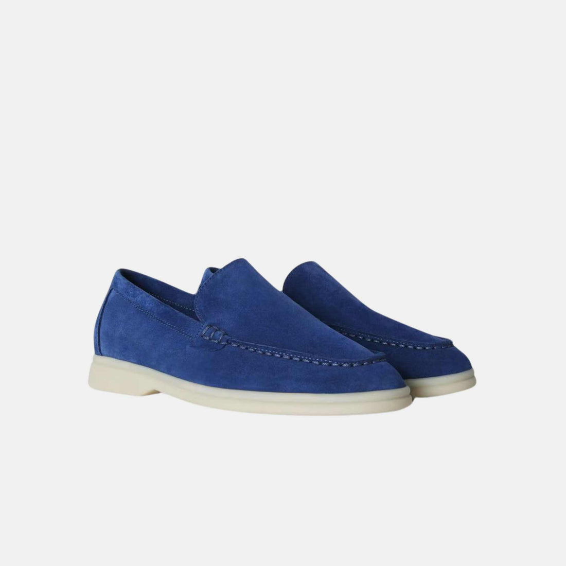 لوفرات أطفال Loro Piana Summer Walk من الشامواه، أزرق سيروليان داكن، من الأمام