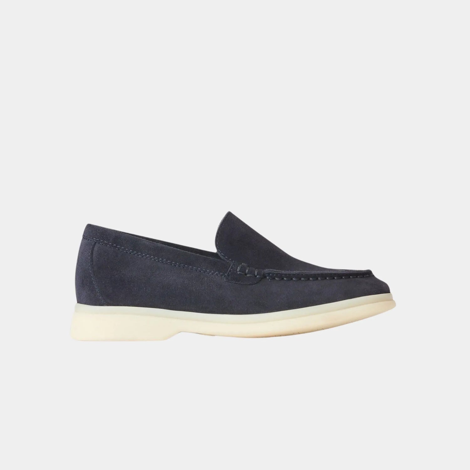 Loro Piana Summer Walk Kids Suede Loafers, Navy Blue, Side