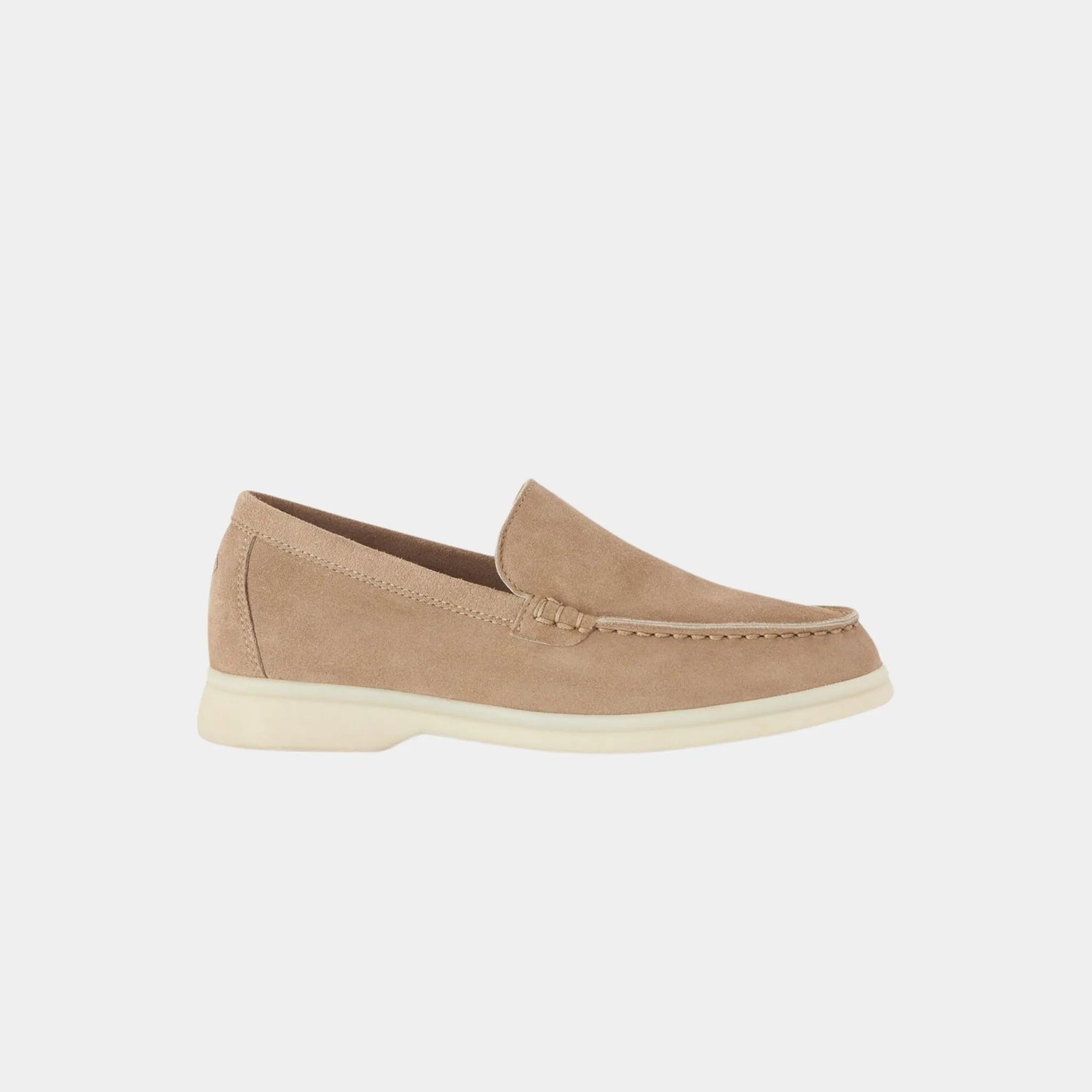 Loro Piana Summer Walk Kids Suede Loafers, Sandstone, Side