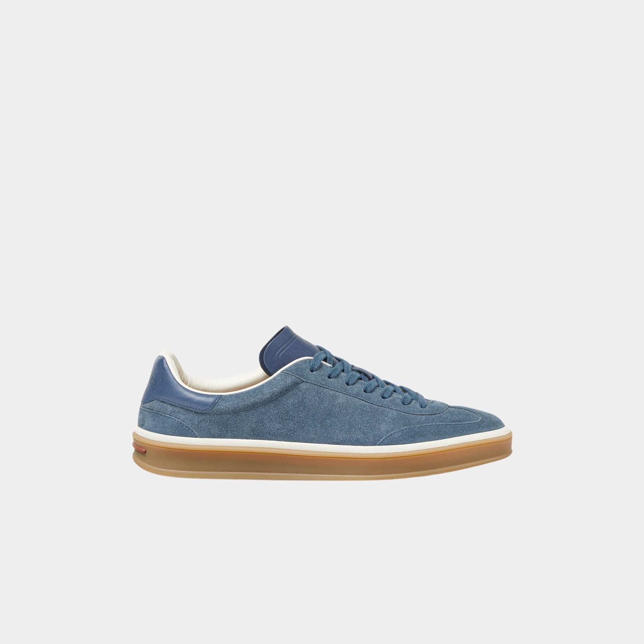 Loro Piana Tennis Walk Sneaker Men Suede Calf Split, Black Figs, Side