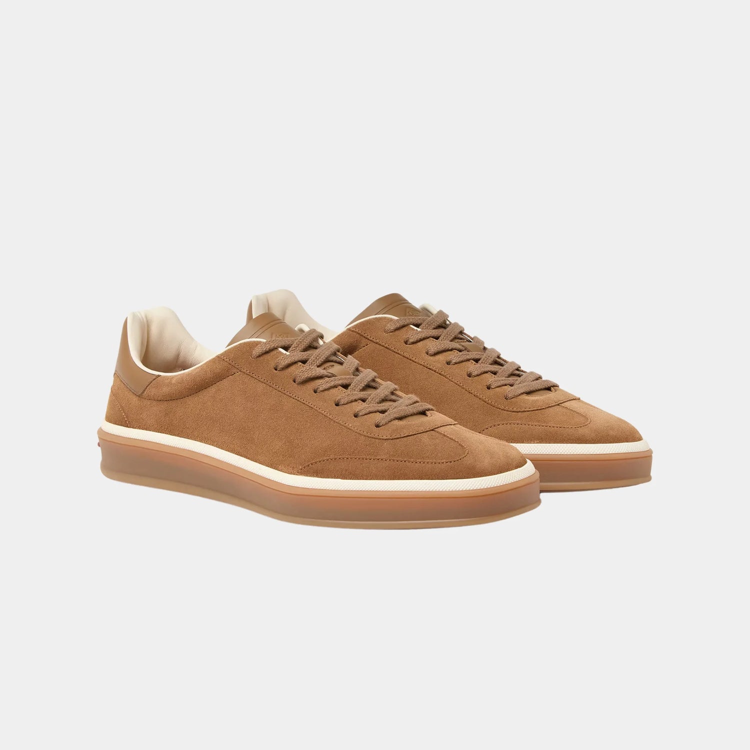 Loro Piana Tennis Walk Sneaker Men Suede Calf Split, Light Sand Dune, Front