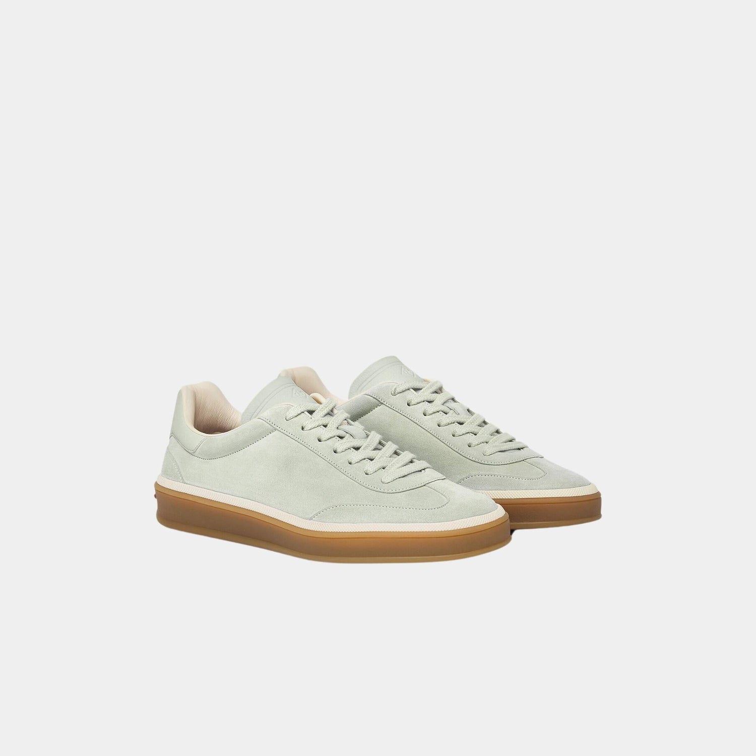 Loro Piana Tennis Walk Sneaker Suede Calf Split, Popsicle Mint, Front