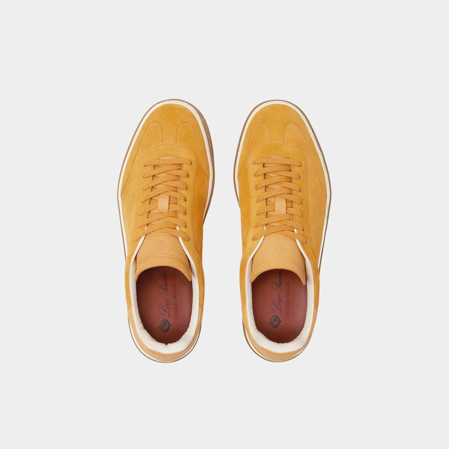 Loro Piana Tennis Walk Sneaker Suede Calf Split, Saffron Tea, Top