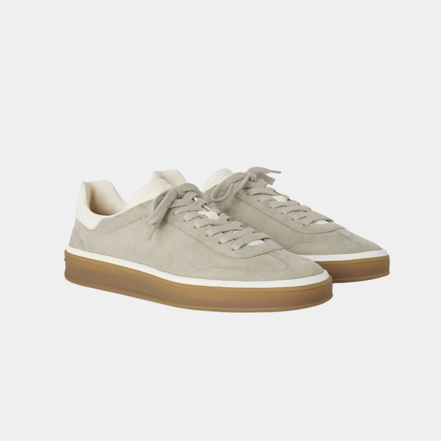 Loro Piana Tennis Walk Sneaker Suede Calf Split, Powder Pearl, Front