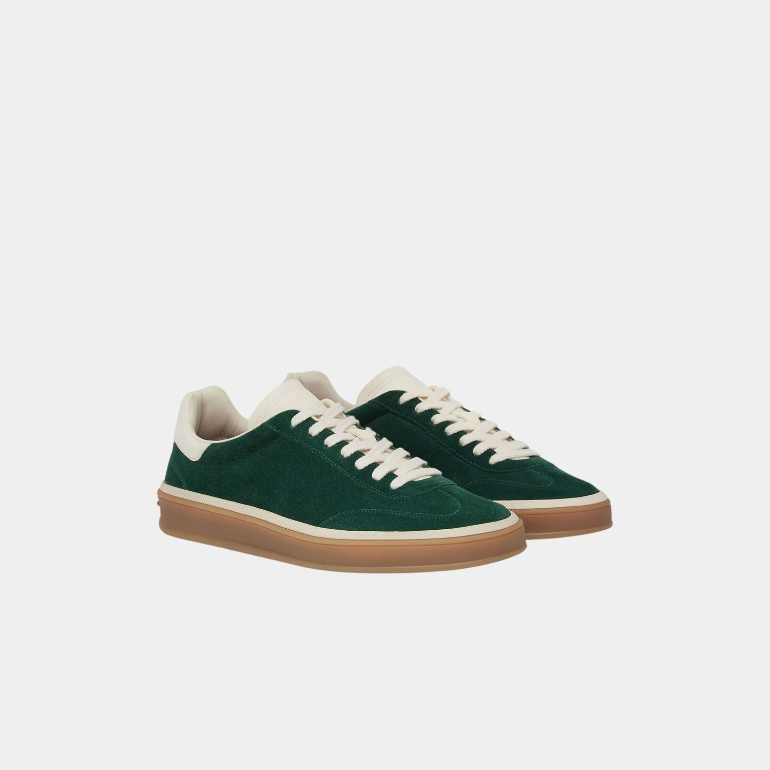 Loro Piana Tennis Walk Suede Calf Split Sneaker, Mapo Green, Front
