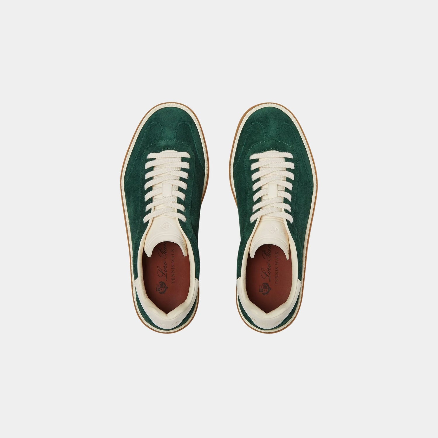 Loro Piana Tennis Walk Suede Calf Split Sneaker, Mapo Green, Top