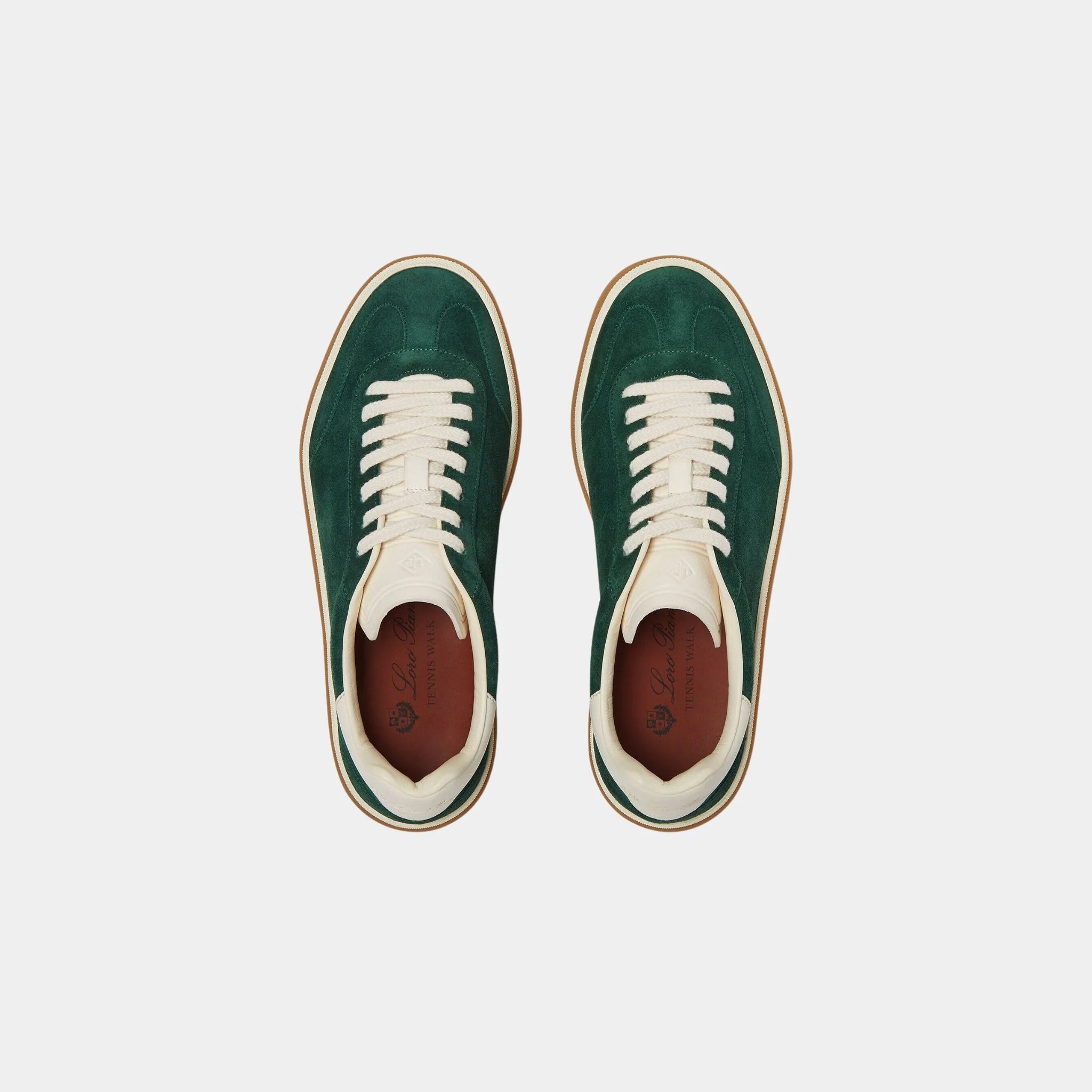 Loro Piana Tennis Walk Suede Calf Split Sneaker, Mapo Green, Top