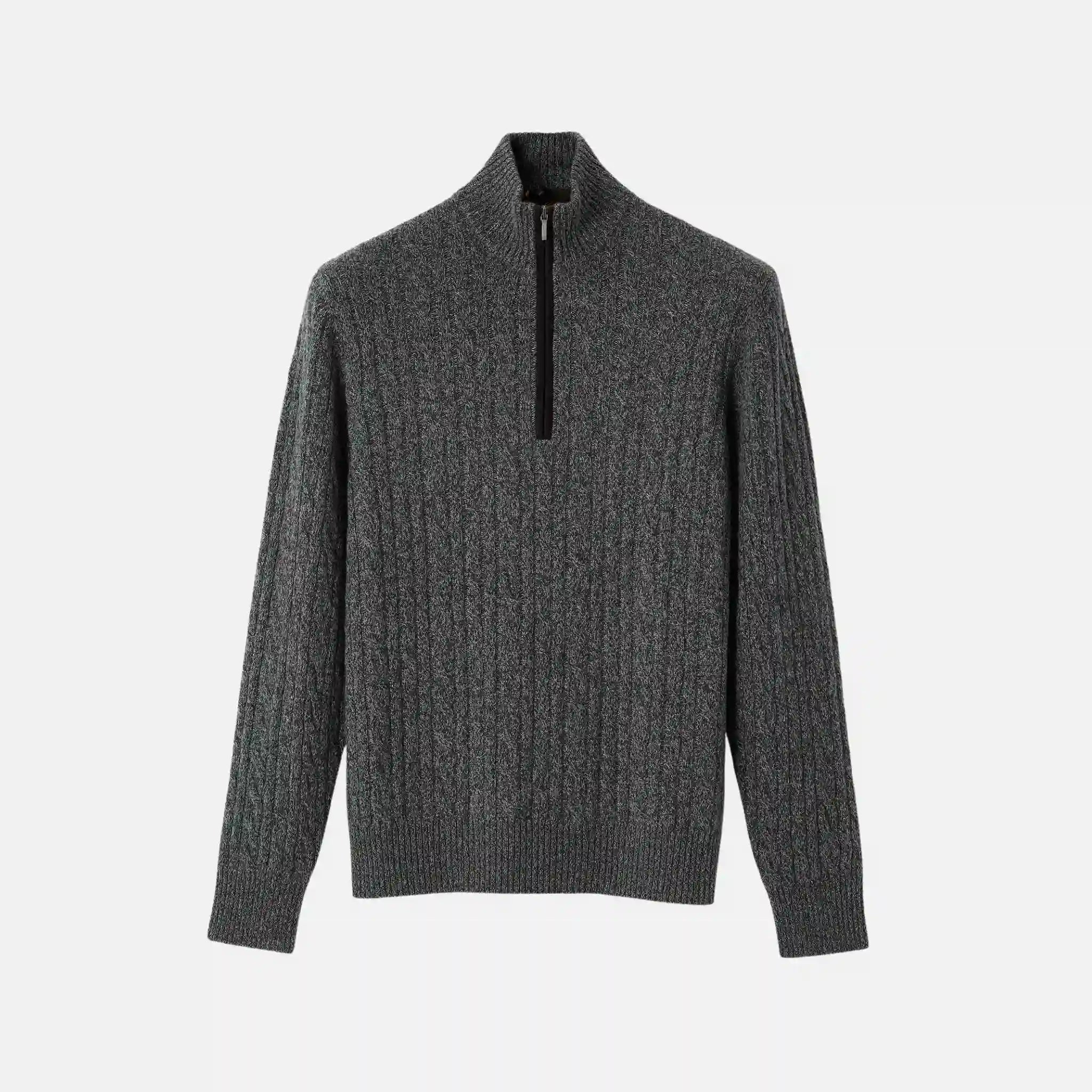 Loro Piana Treccia Jumper Baby Cashmere, Dark Alley, Front