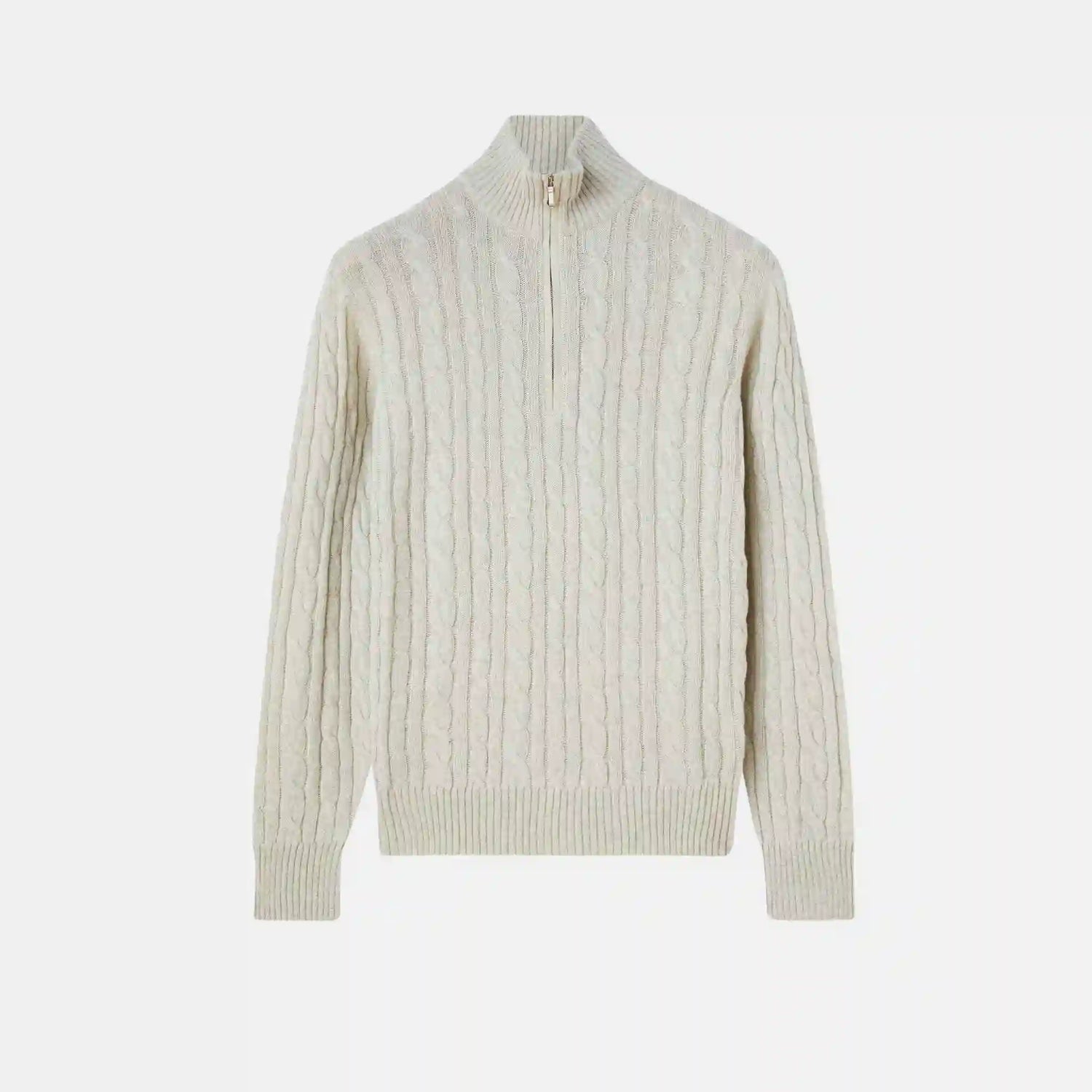 Loro Piana Treccia Jumper Baby Cashmere, Silver melange, Front