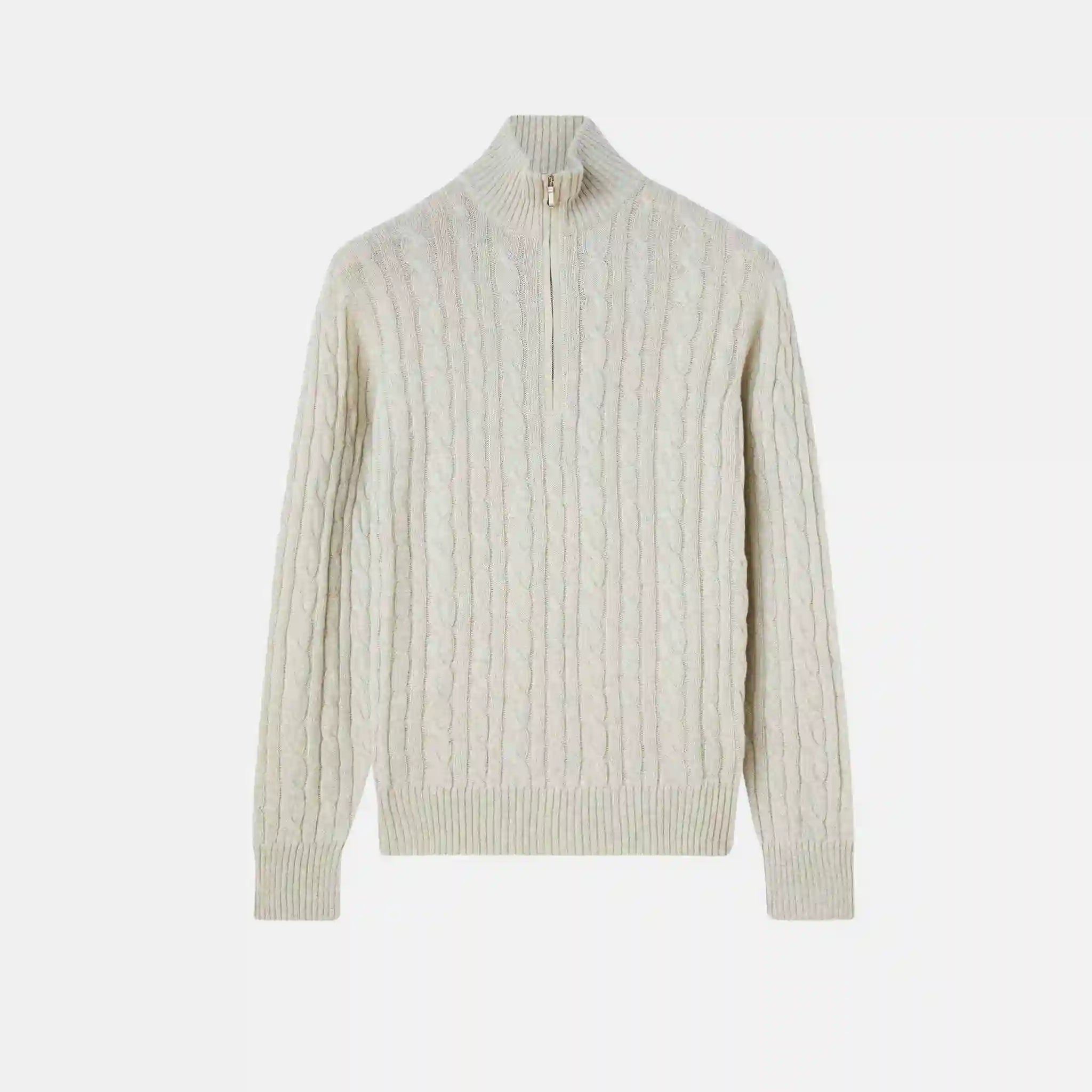 Loro Piana Treccia Jumper Baby Cashmere, Silver melange, Front