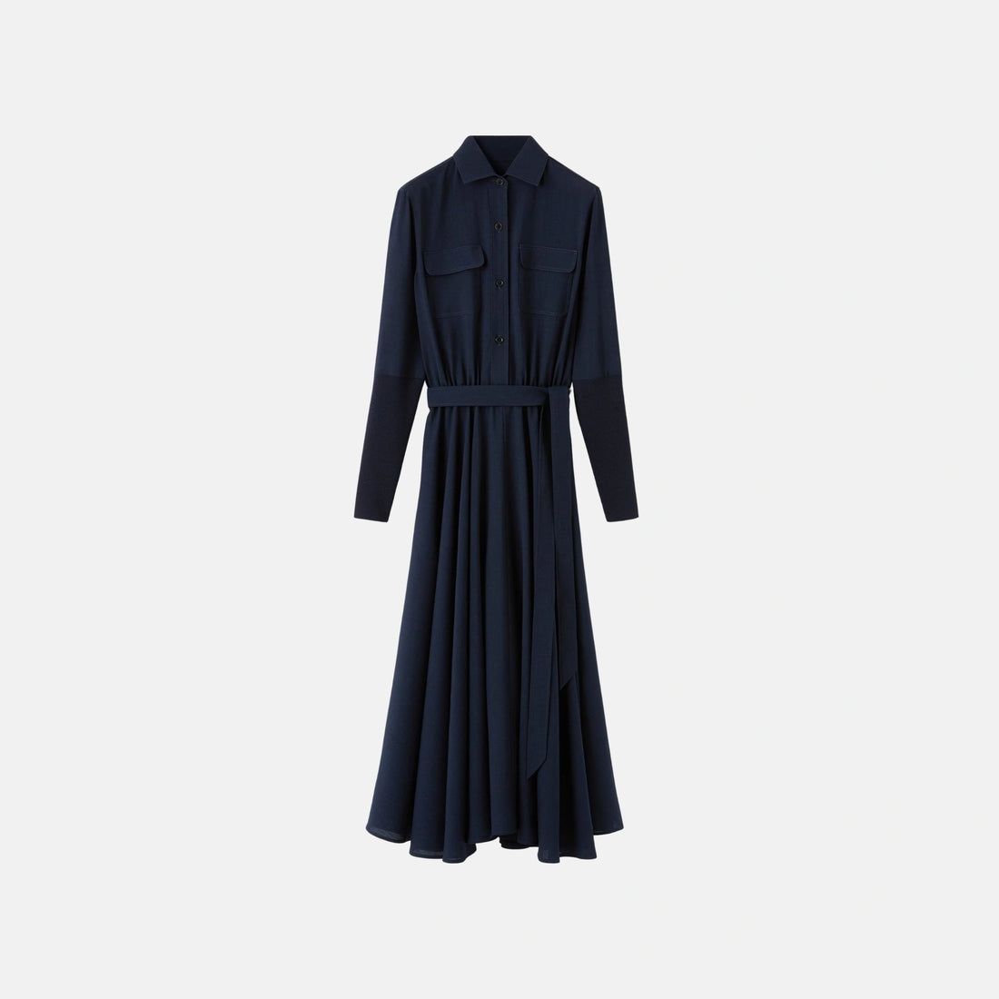 Loro Piana Verlaine Dress in Wool, Ink Bottle, Front