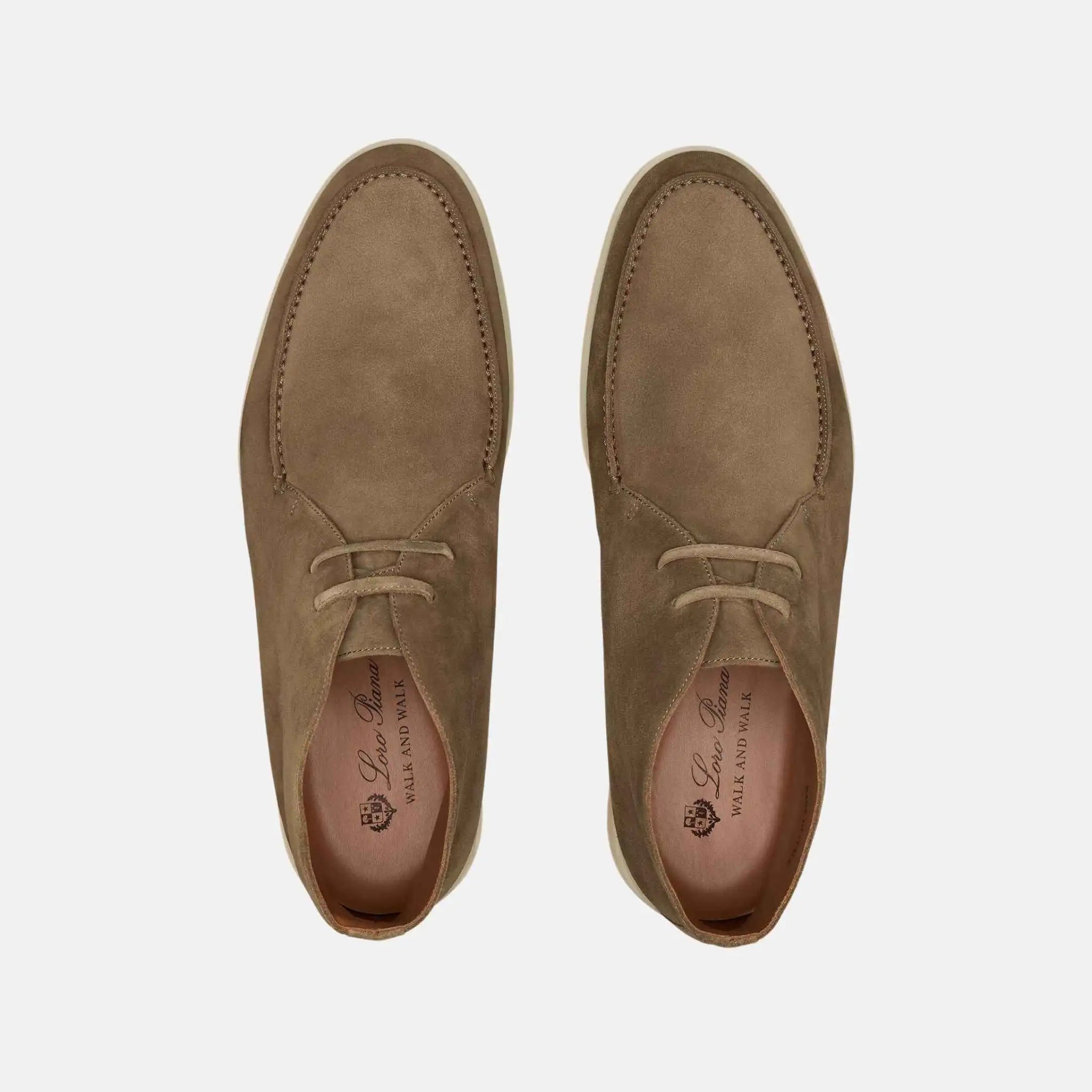 Loro Piana Walk And Walk Ankle Boot Suede Calf Split, Canteen, Top