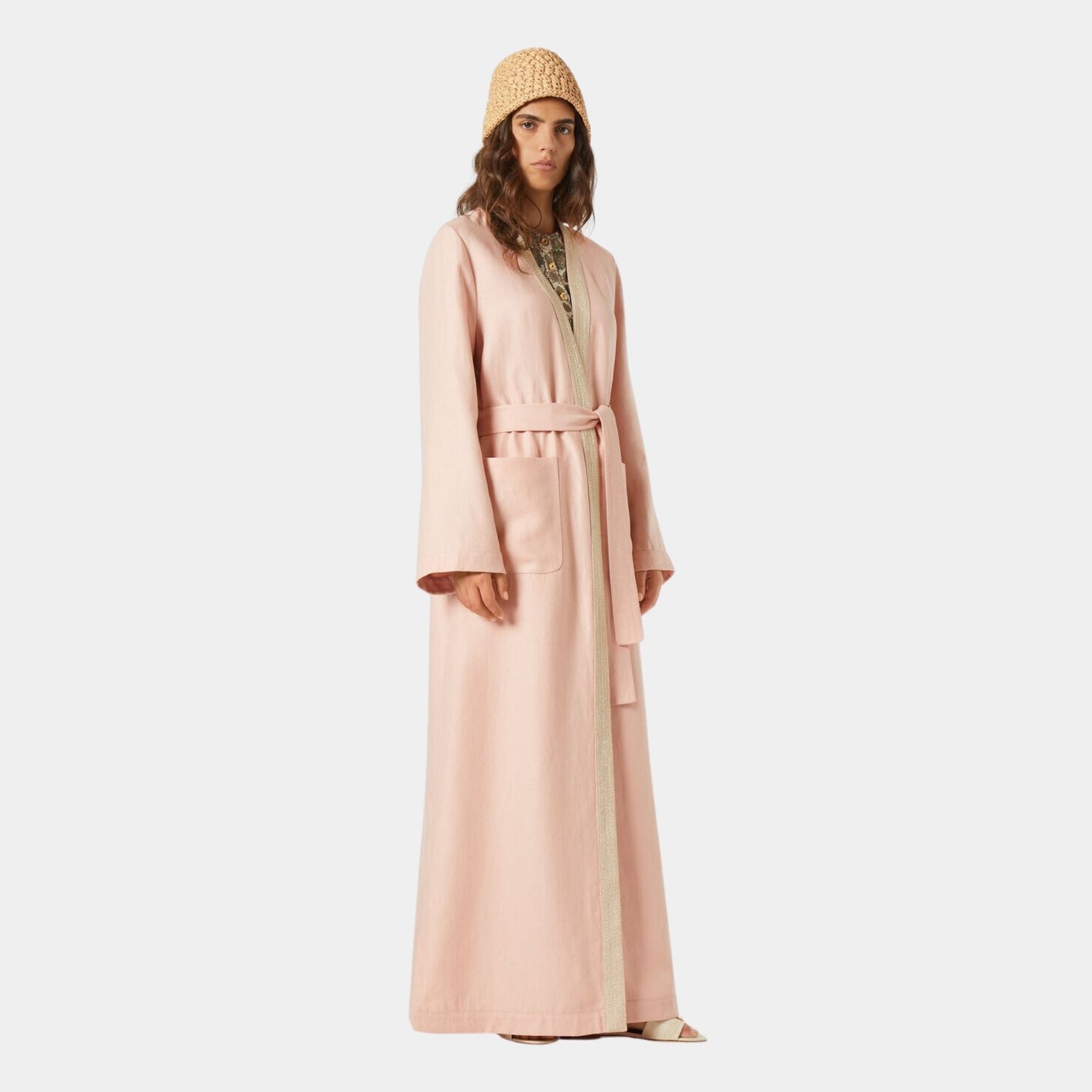 Loro Piana William Coat Linen, Pineapple Rose, Model