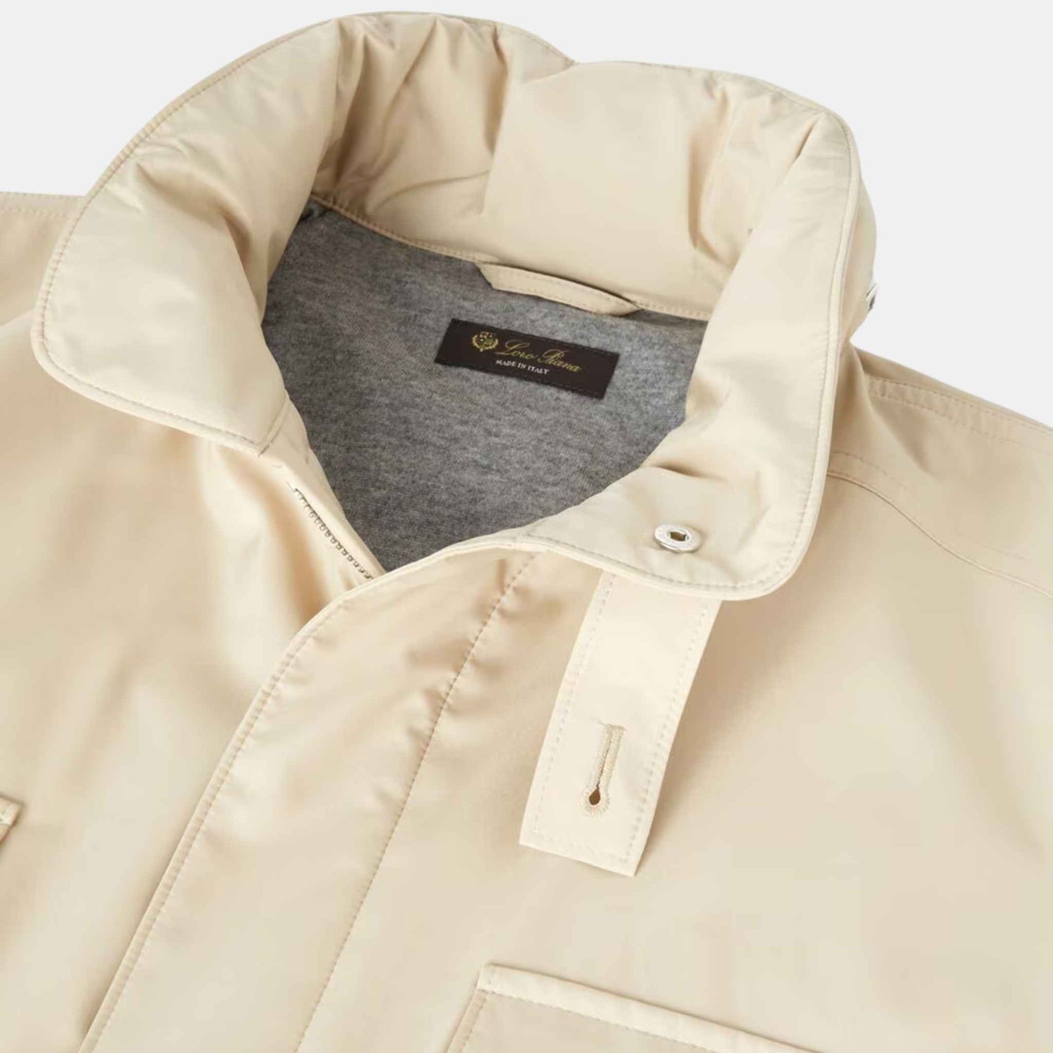 Loro Piana Windmate Traveller Jacket, Sand Shell, Closeup