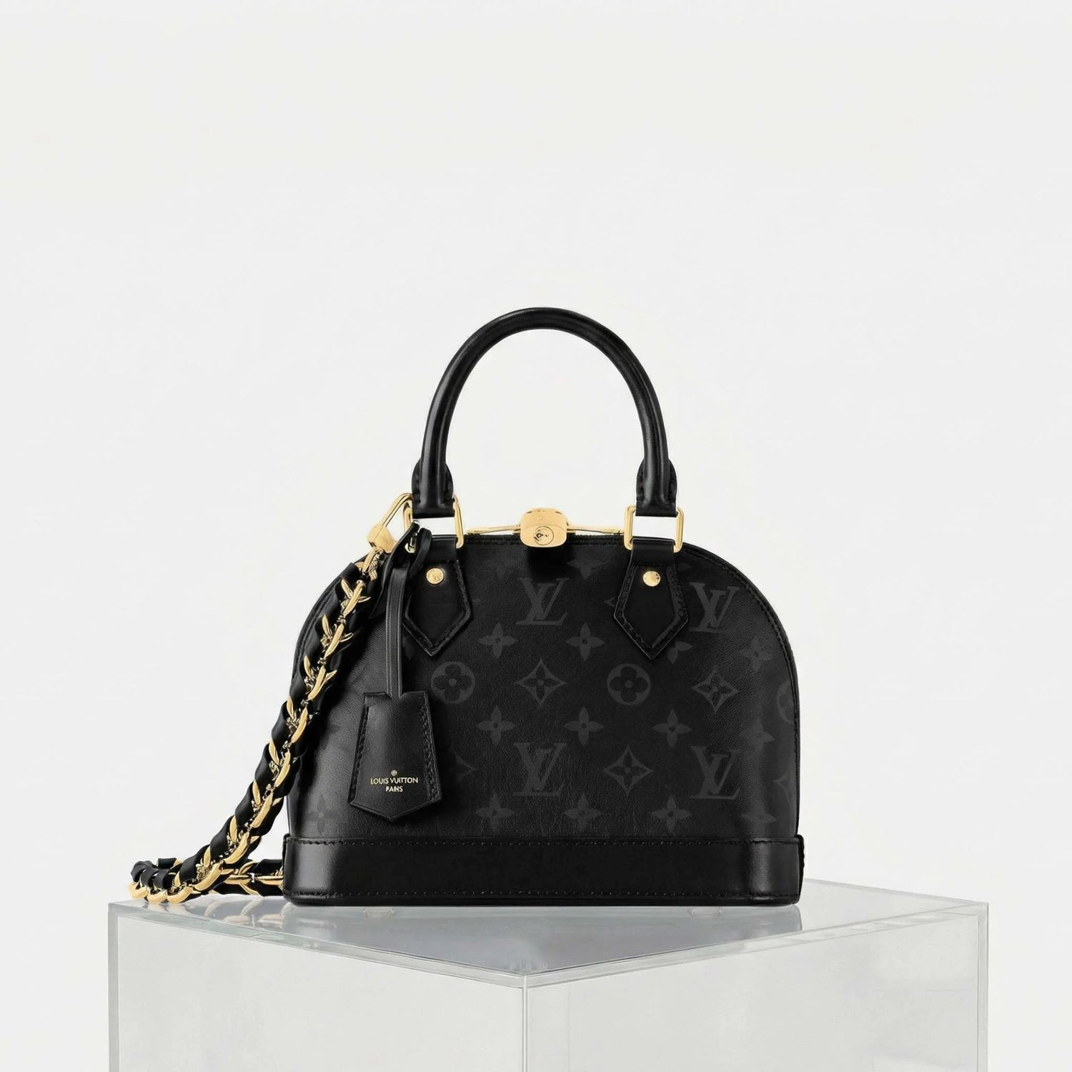Louis Vuitton Alma BB Handbag Monogram Ink Collection, Black, Front