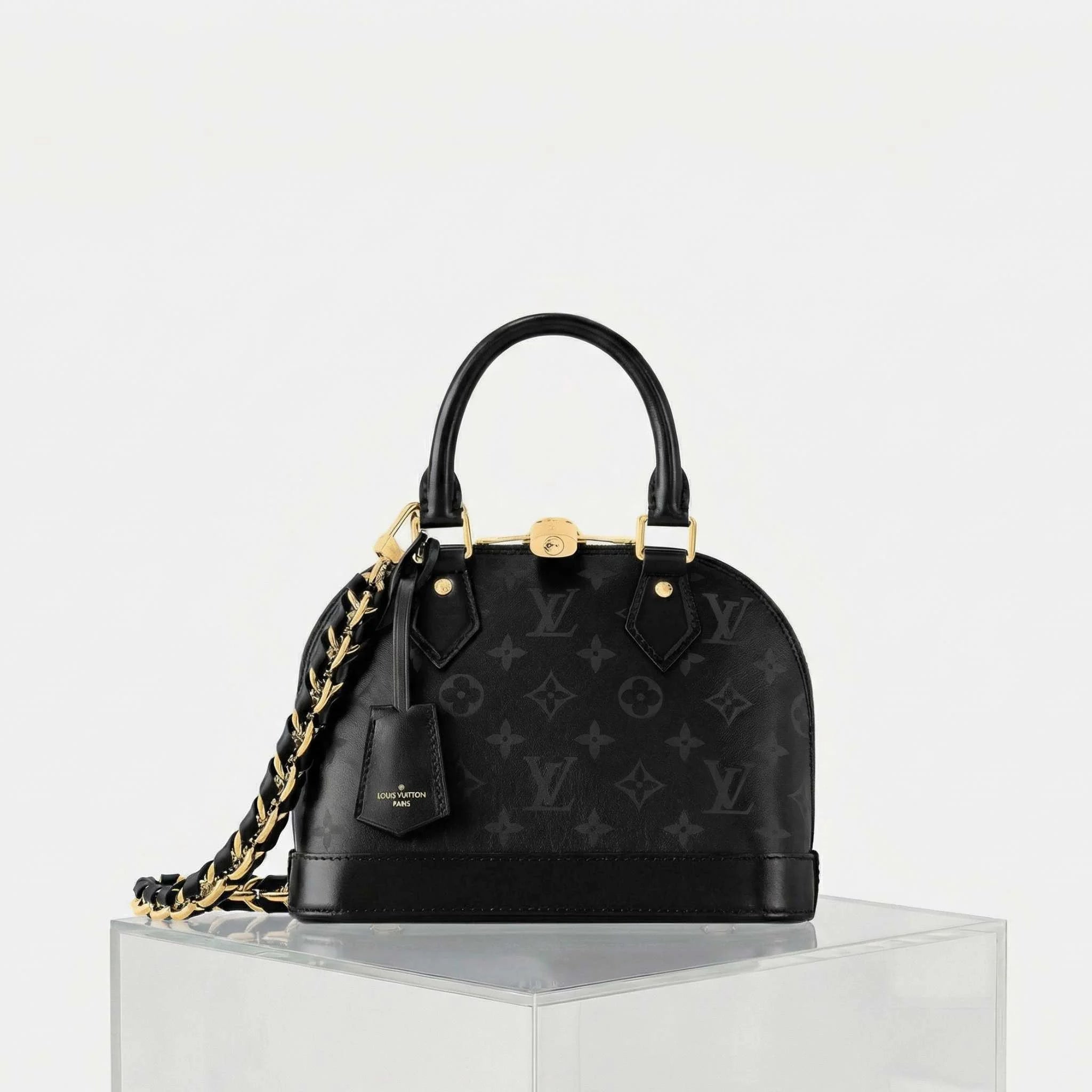 Louis Vuitton Alma BB Handbag Monogram Ink Collection, Black, Front