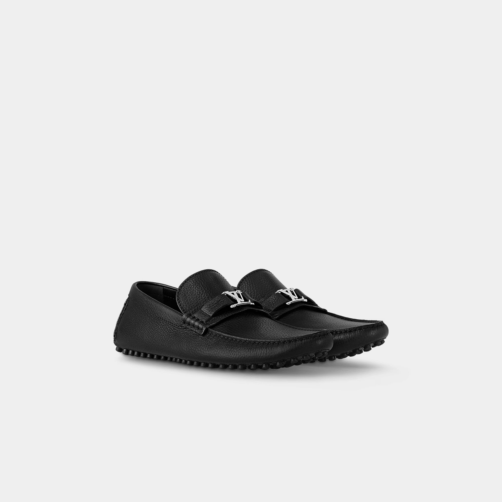 Louis Vuitton Black Hockenheim Moccasin Grained Calf Leather, Front