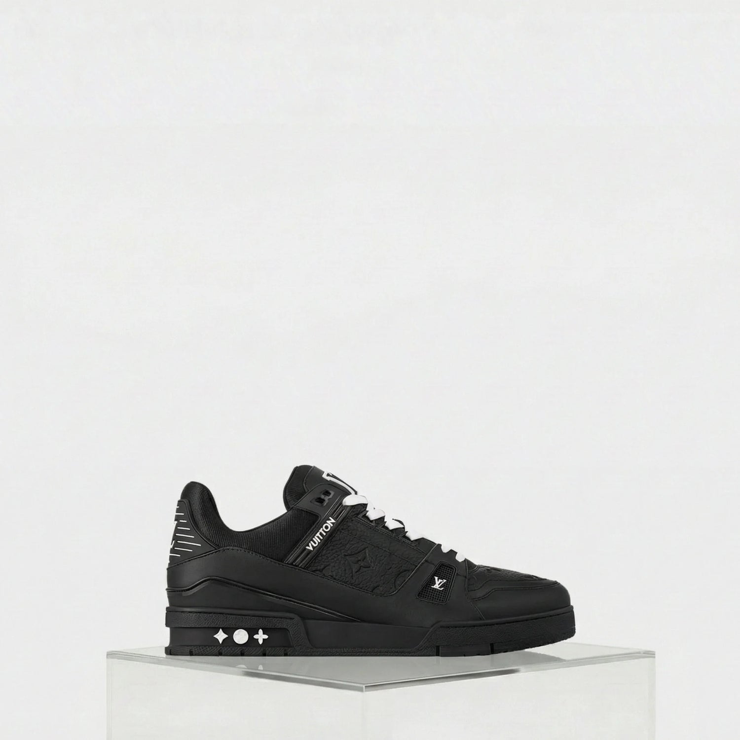 Louis Vuitton Black LV Trainer Sneaker Monogram Calf Leather, Side