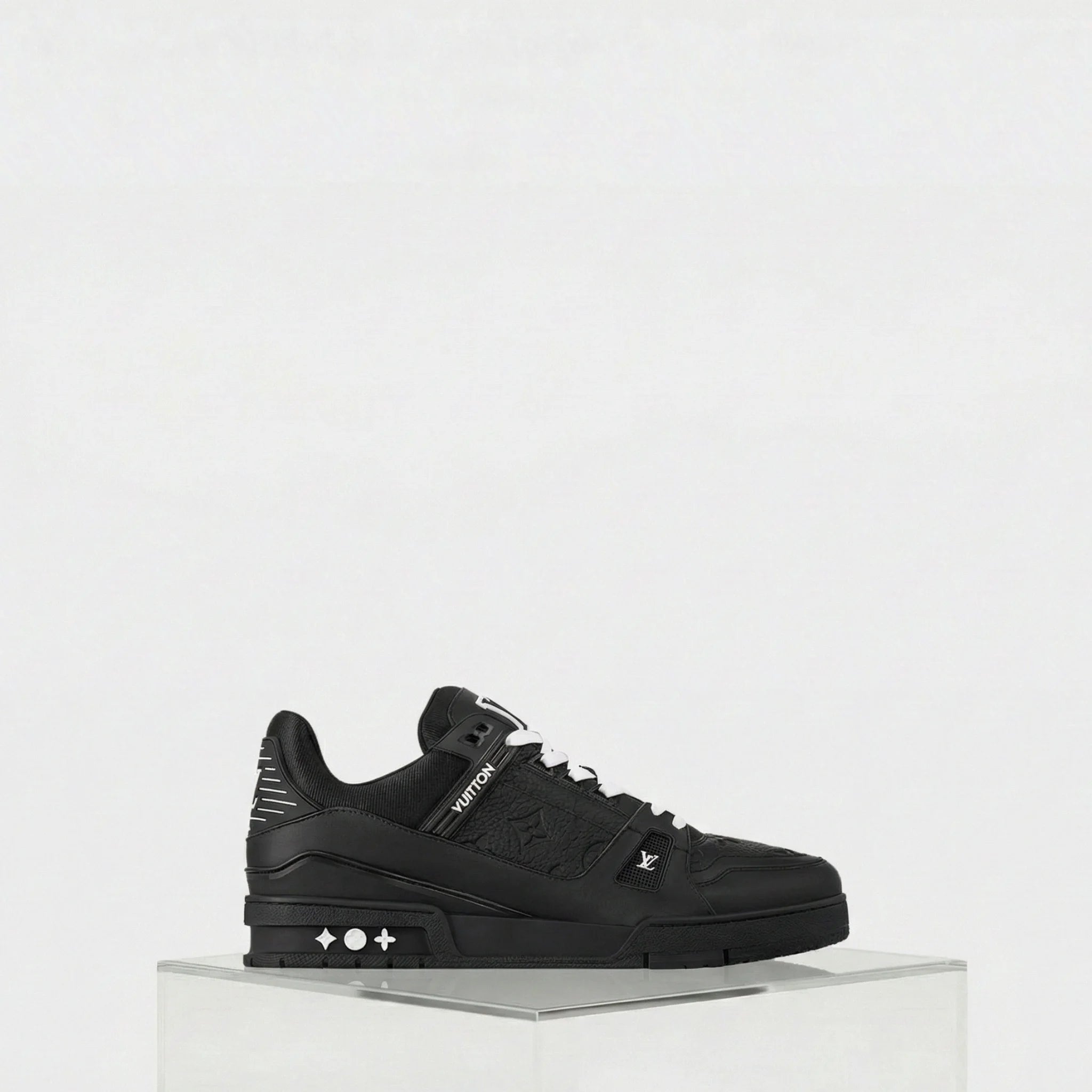 Louis Vuitton Black LV Trainer Sneaker Monogram Calf Leather, Side