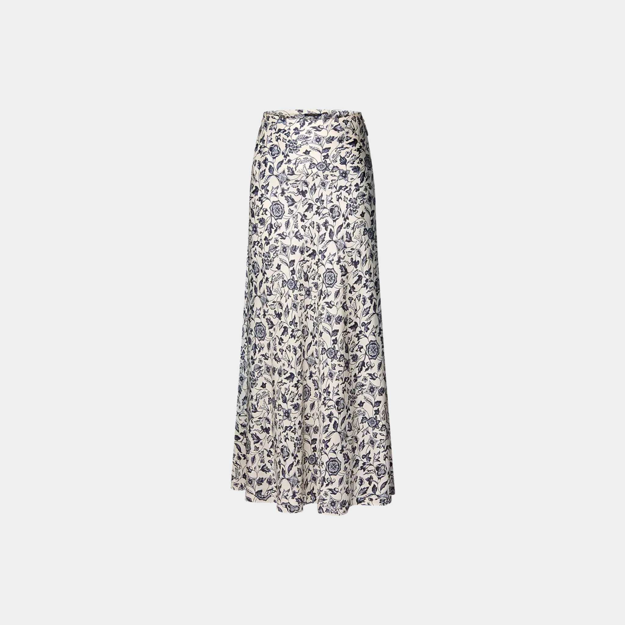 Louis Vuitton Botanical Print Flared Maxi Skirt Cream, Front