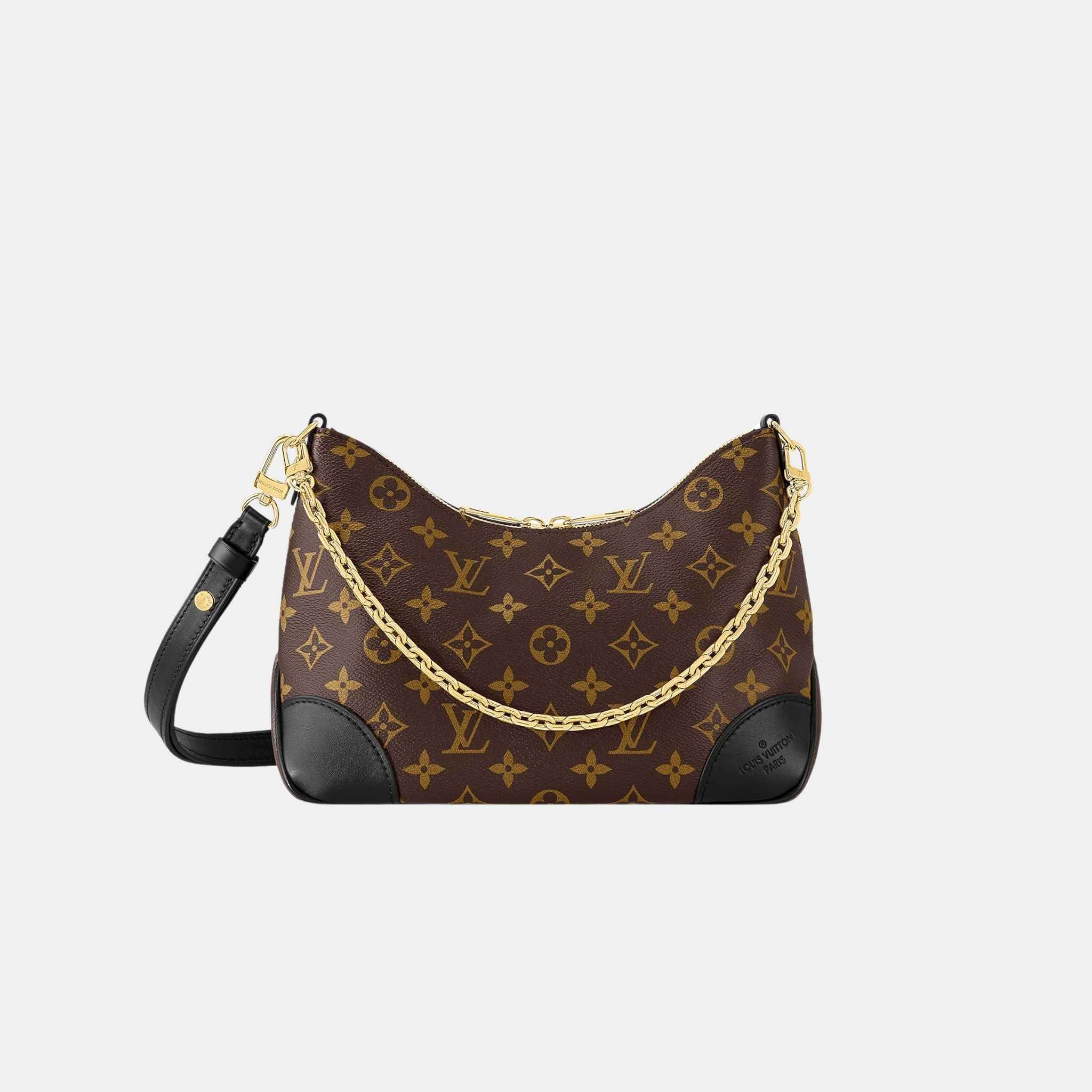 Louis Vuitton Boulogne Bag, Black, Front