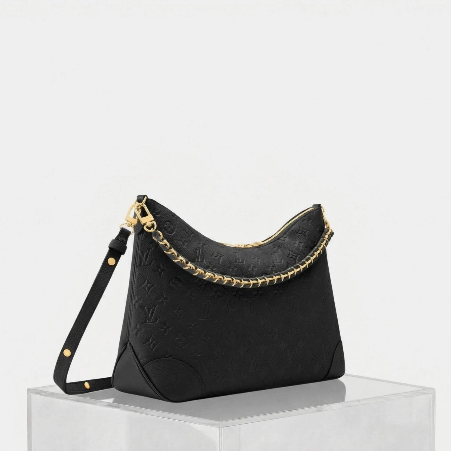 Louis Vuitton Boulogne GM Bag, Black, Side