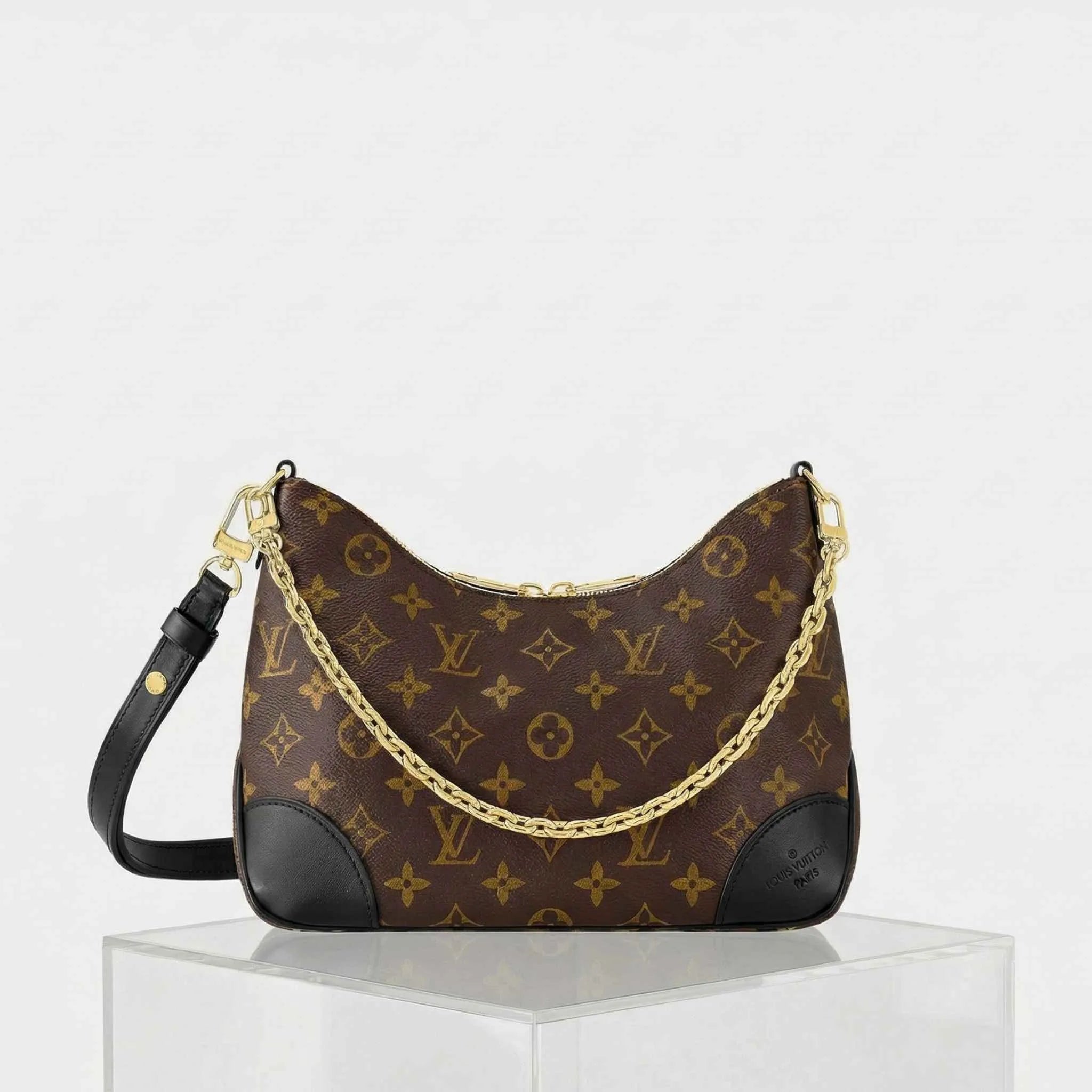 Louis Vuitton Boulogne Bag, Black, Front