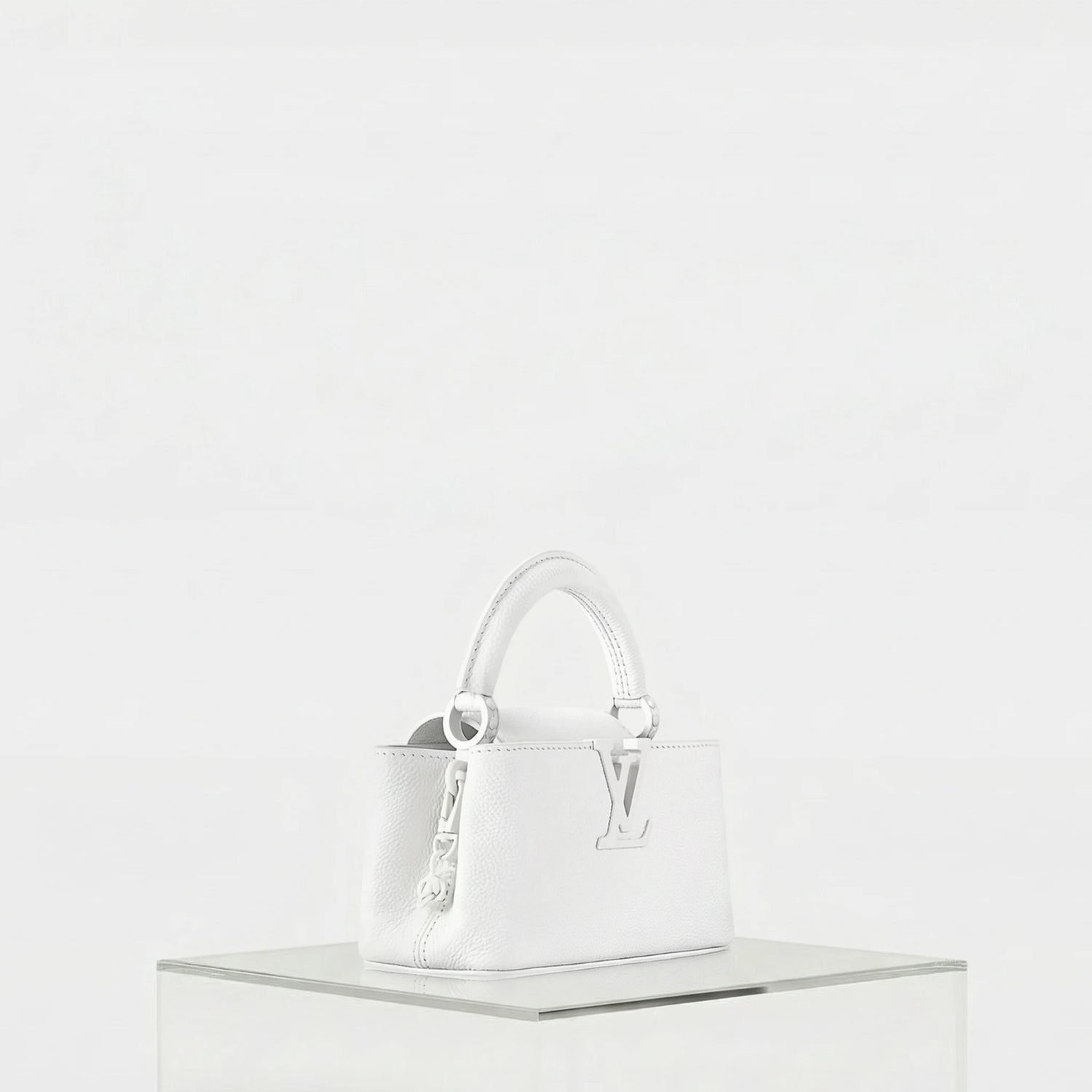 Louis Vuitton Capucines East West Mini Handbag Taurillon Leather, White, Side