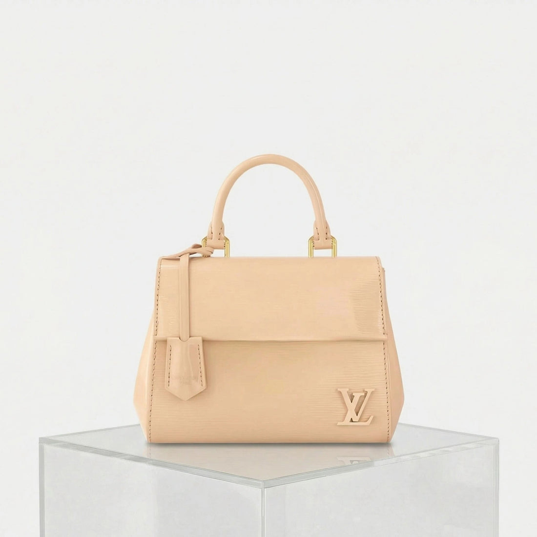 Louis Vuitton Cluny Mini Varnished Epi Cowhide Leather Handbag, Beige, Front
