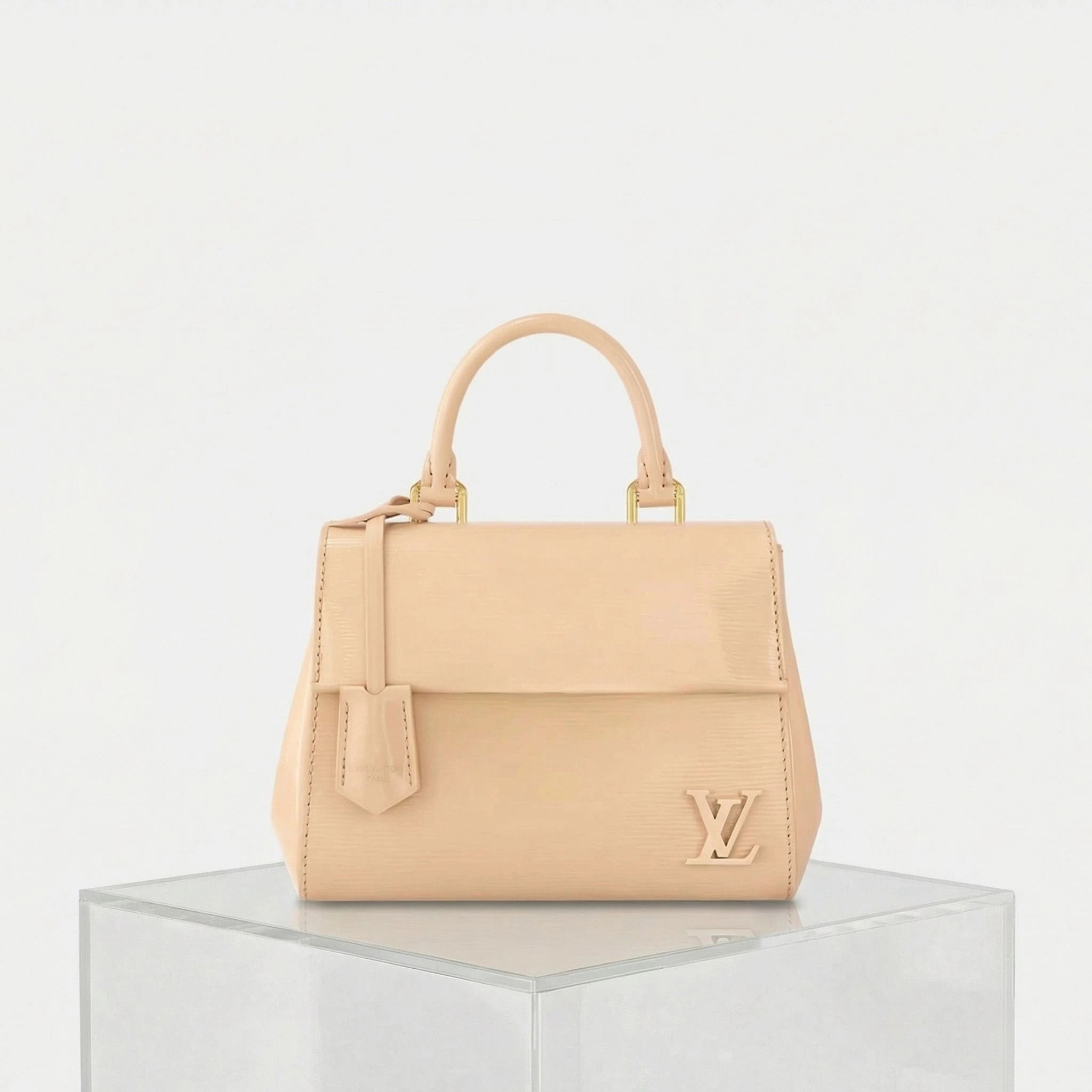 Louis Vuitton Cluny Mini Varnished Epi Cowhide Leather Handbag, Beige, Front