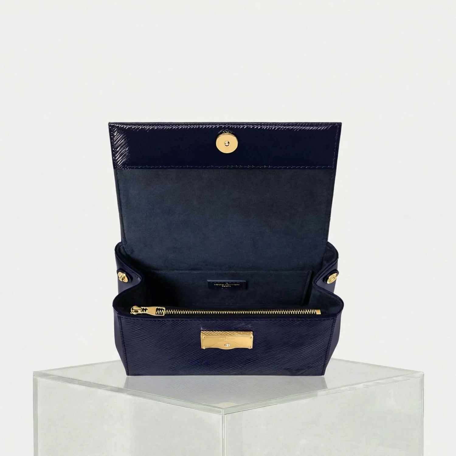 Louis Vuitton Cluny Mini Varnished Epi Cowhide Leather Handbag, Saphir, Inside