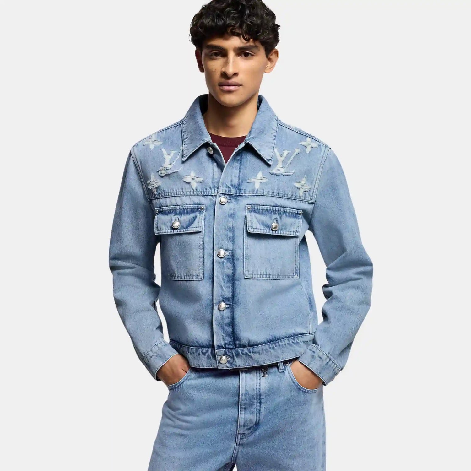 Louis Vuitton Denim Trucker Jacket , Model Front