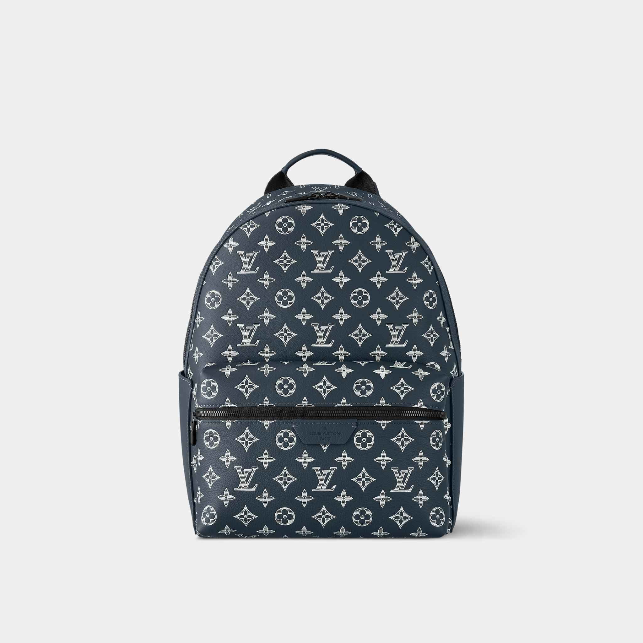 Louis Vuitton Discovery Backpack Monogram Shadow Leather, Navy Blue, Front