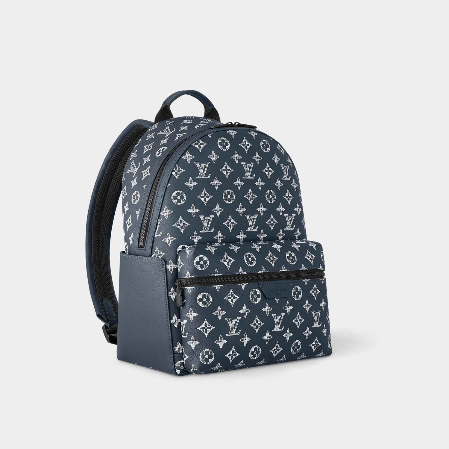 Louis Vuitton Discovery Backpack Monogram Shadow Leather, Navy Blue, Side