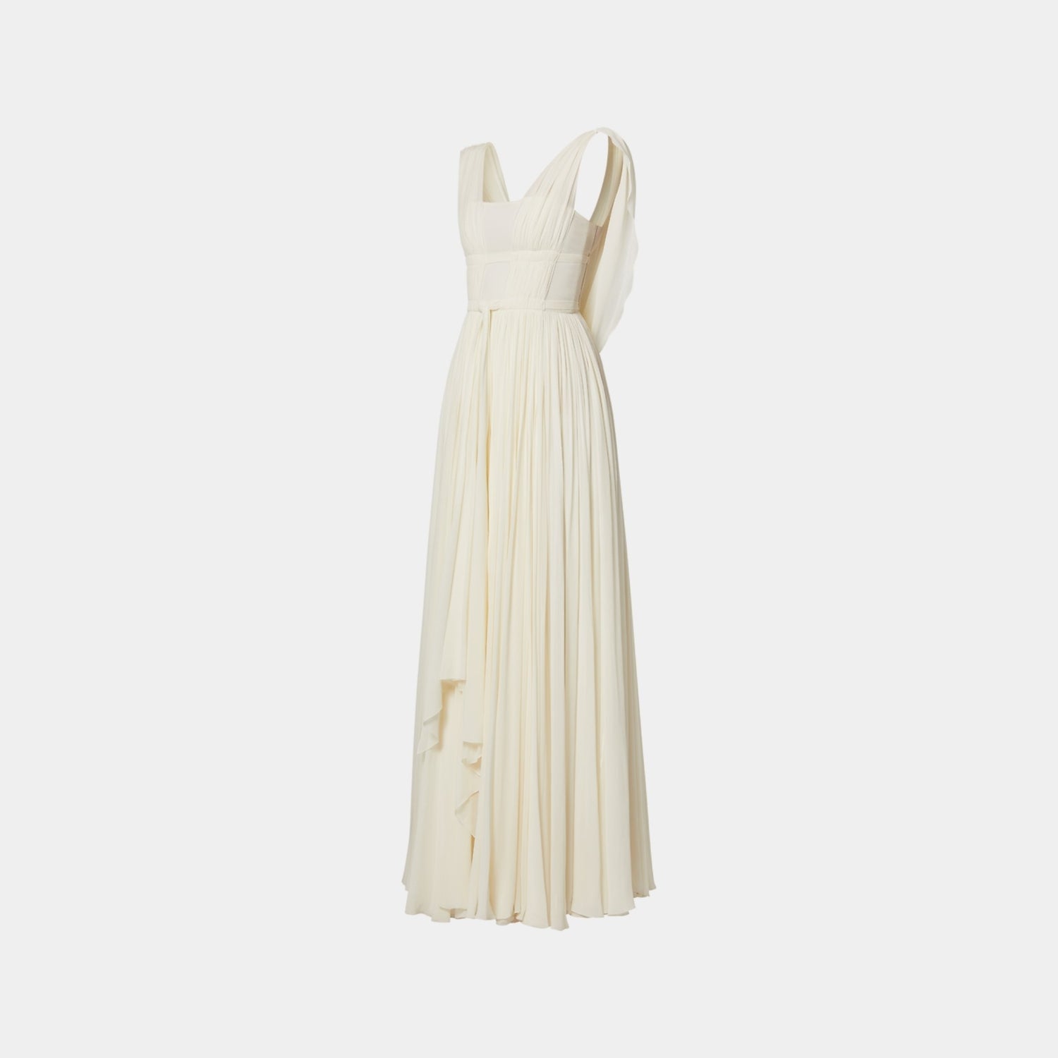 Louis Vuitton Draped Back Empire Silk Georgette Gown, Milky White, Side