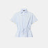 Louis Vuitton Drawstring Waist Cotton Poplin Shirt Blue Grey, Front