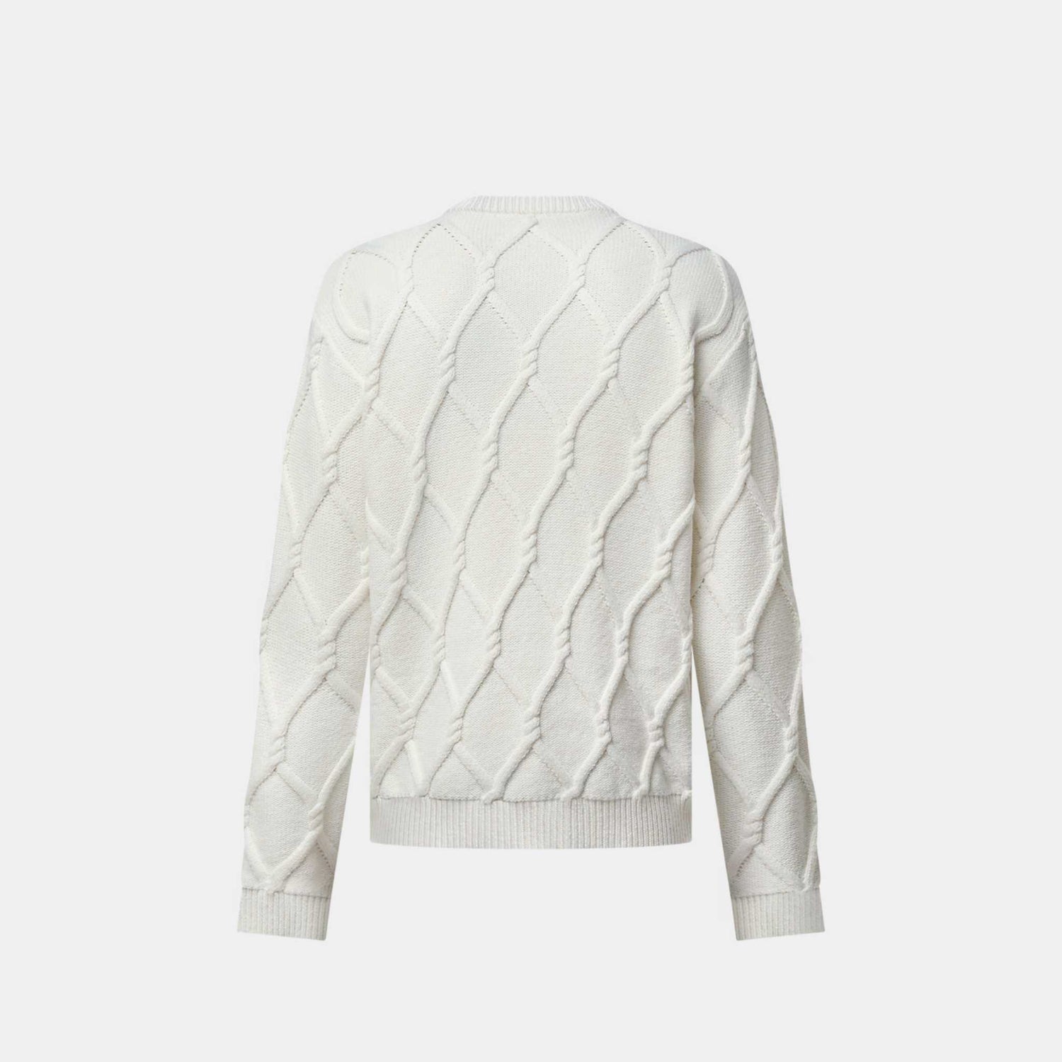 Louis Vuitton Embellished Cable Knit Wool Blend Pullover, Back