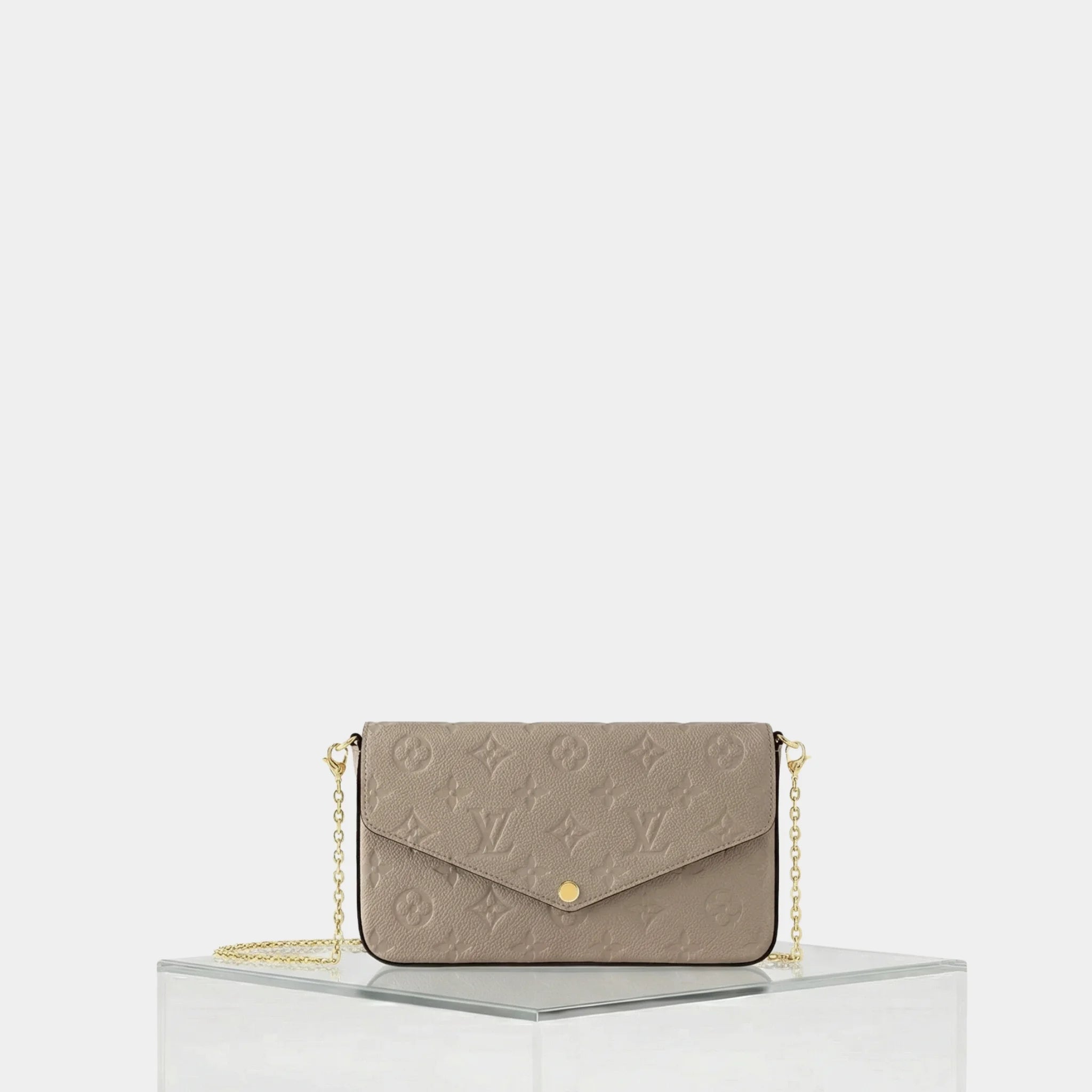 Louis Vuitton Félicie Pochette Handbag Monogram Empreinte, Tourtelle, Front