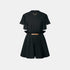 Louis Vuitton Flounce Sleeve Belted Black Dress, Front