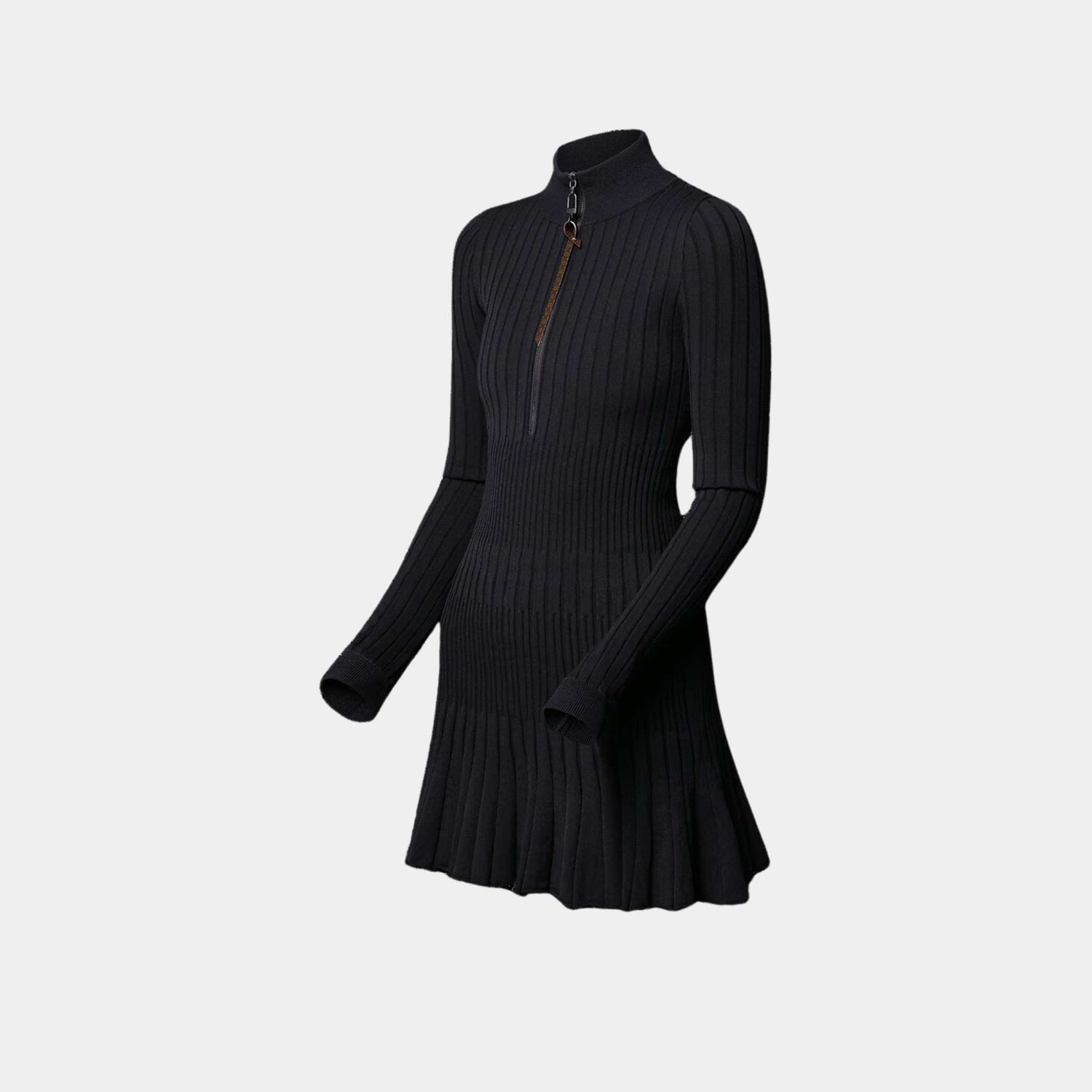 Louis Vuitton Long-Sleeved Rib-Knit Dress Black, Side