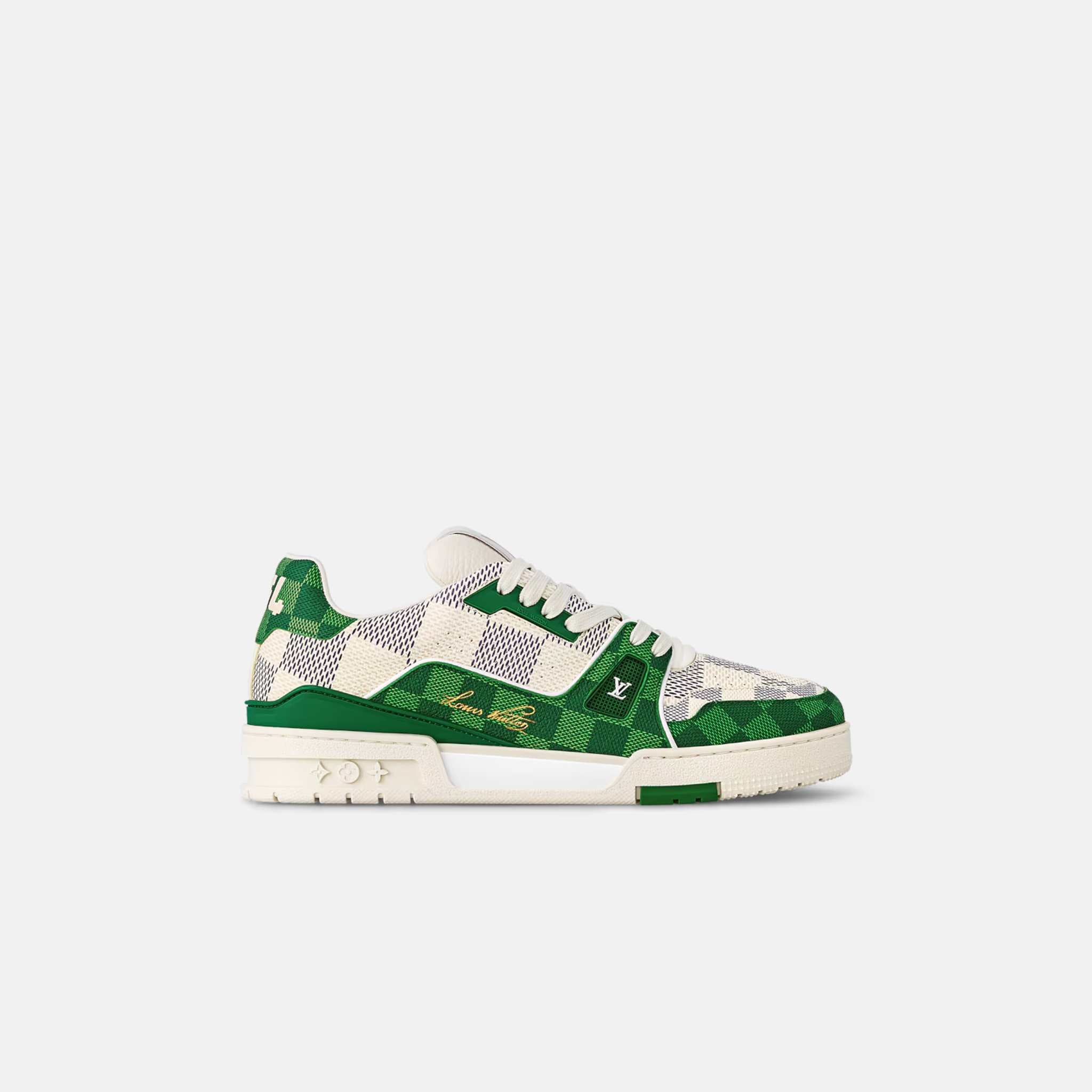 Louis Vuitton LV Trainer Sneaker Damier Grained Calf Leather, Green, Side