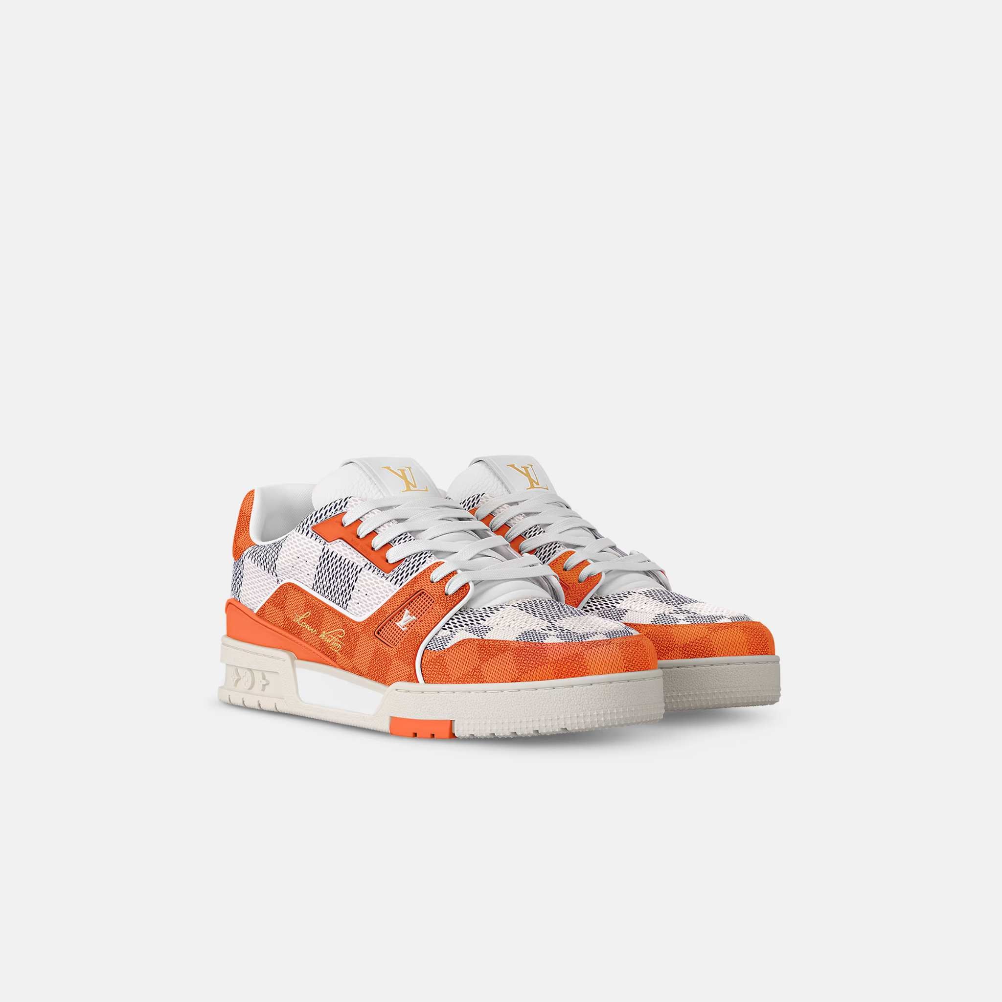 Louis Vuitton LV Trainer Sneaker Damier Grained Calf Leather, Orange, Front