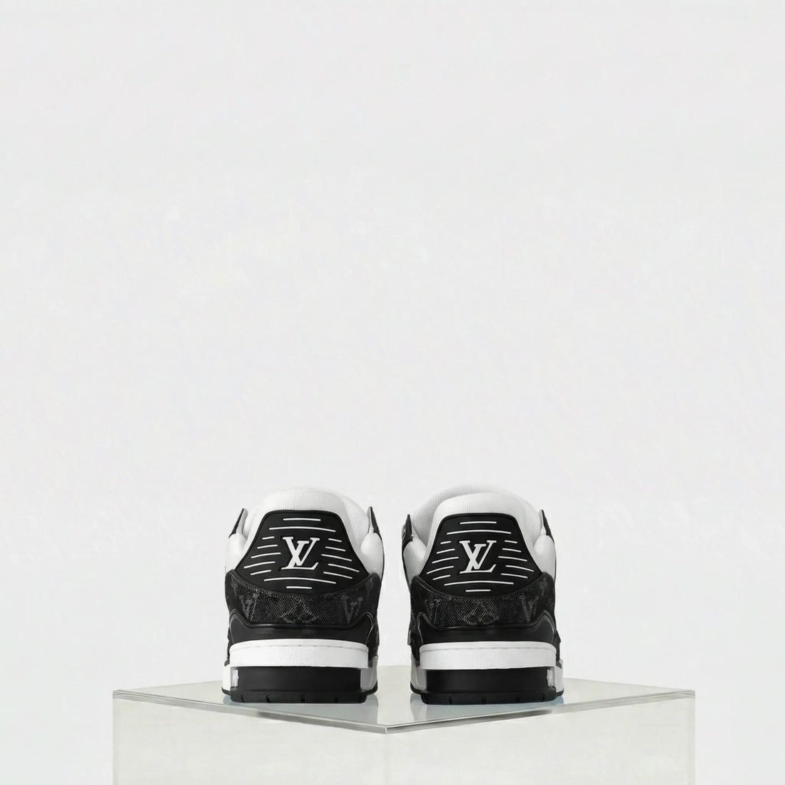 Louis Vuitton LV Trainers Monogram Denim and Monogram Calf Leather, Black, Back